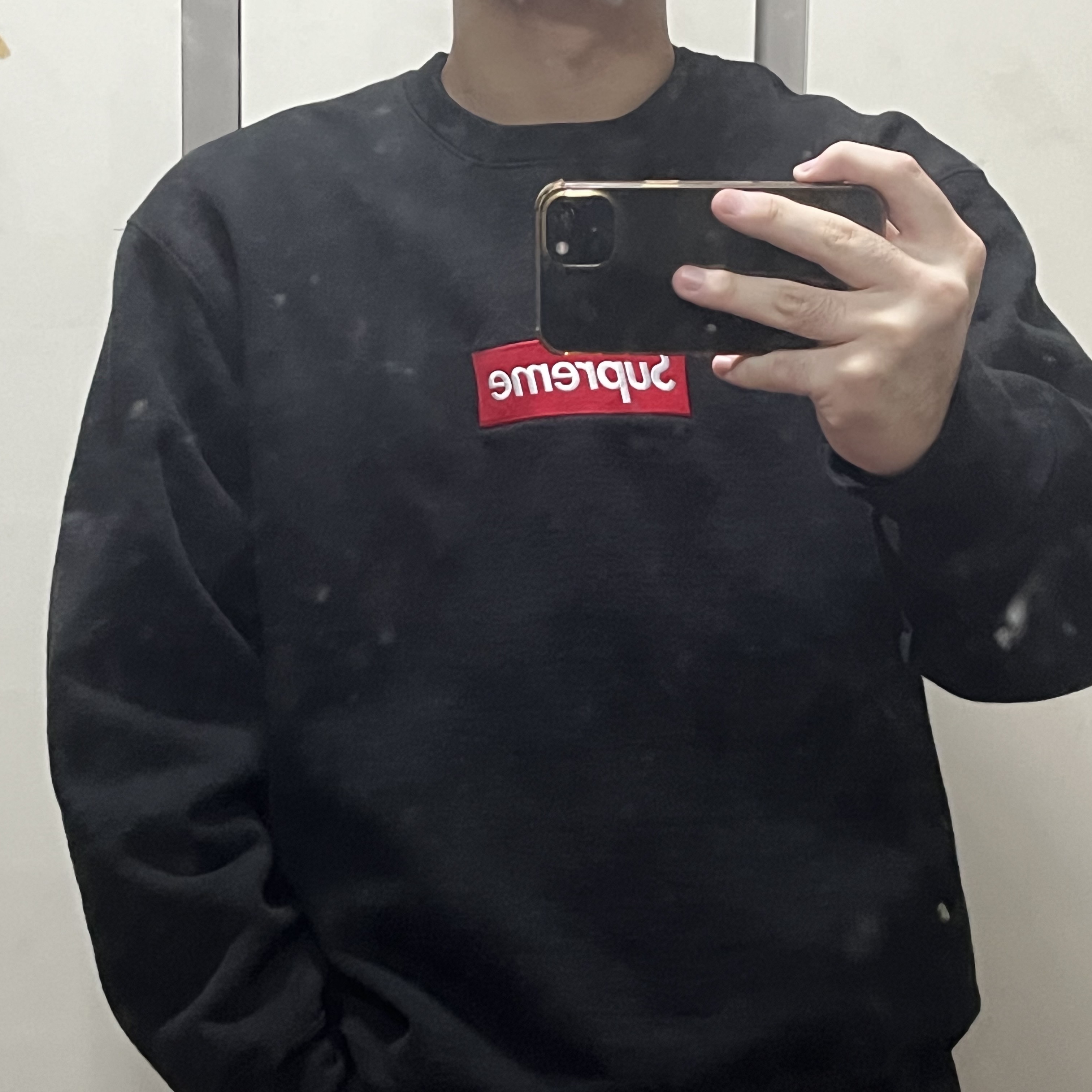 Supreme Box Logo Crewneck Black - 22FW 착용 스타일
