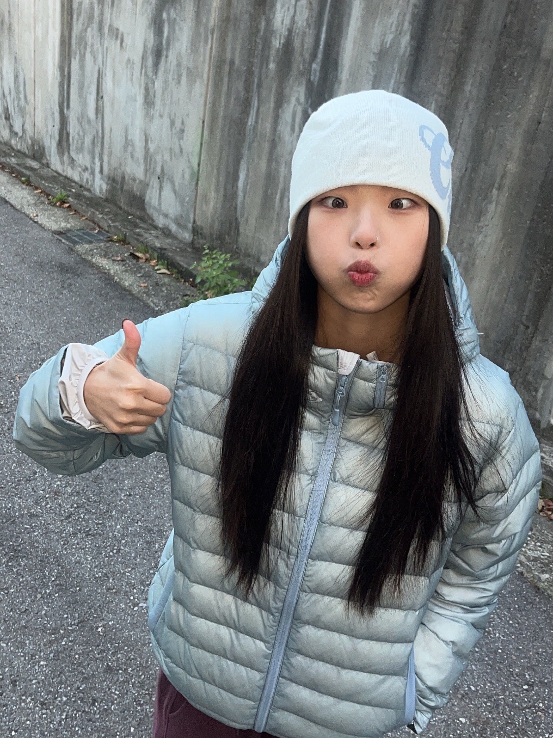 Sansan Gear Suffix Puffer Jacket Sky Blue - 23FW 착용 스타일 - 2