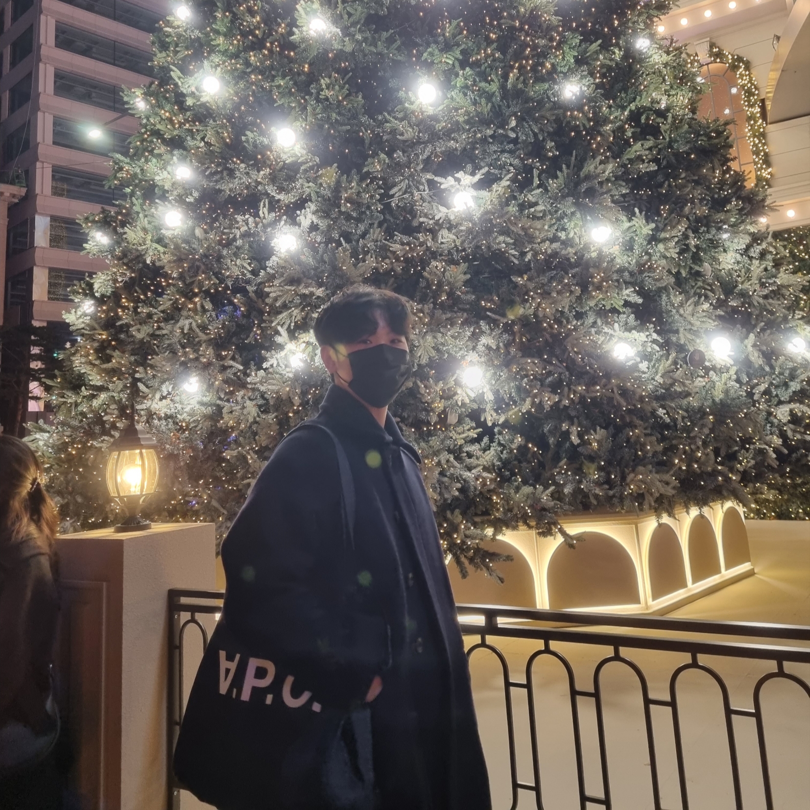 A.P.C. Daniela Shopping Bag Indigo 착용 스타일