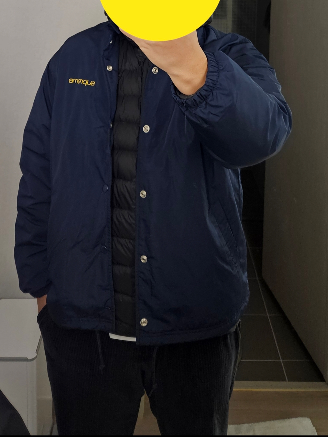 Supreme NYC Coaches Jacket Navy - 23FW 착용 스타일