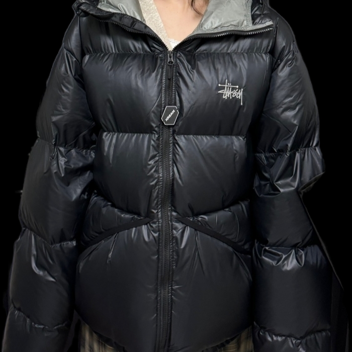 Stussy Down Parka Micro Ripstop Phantom Black 착용 스타일 - 3