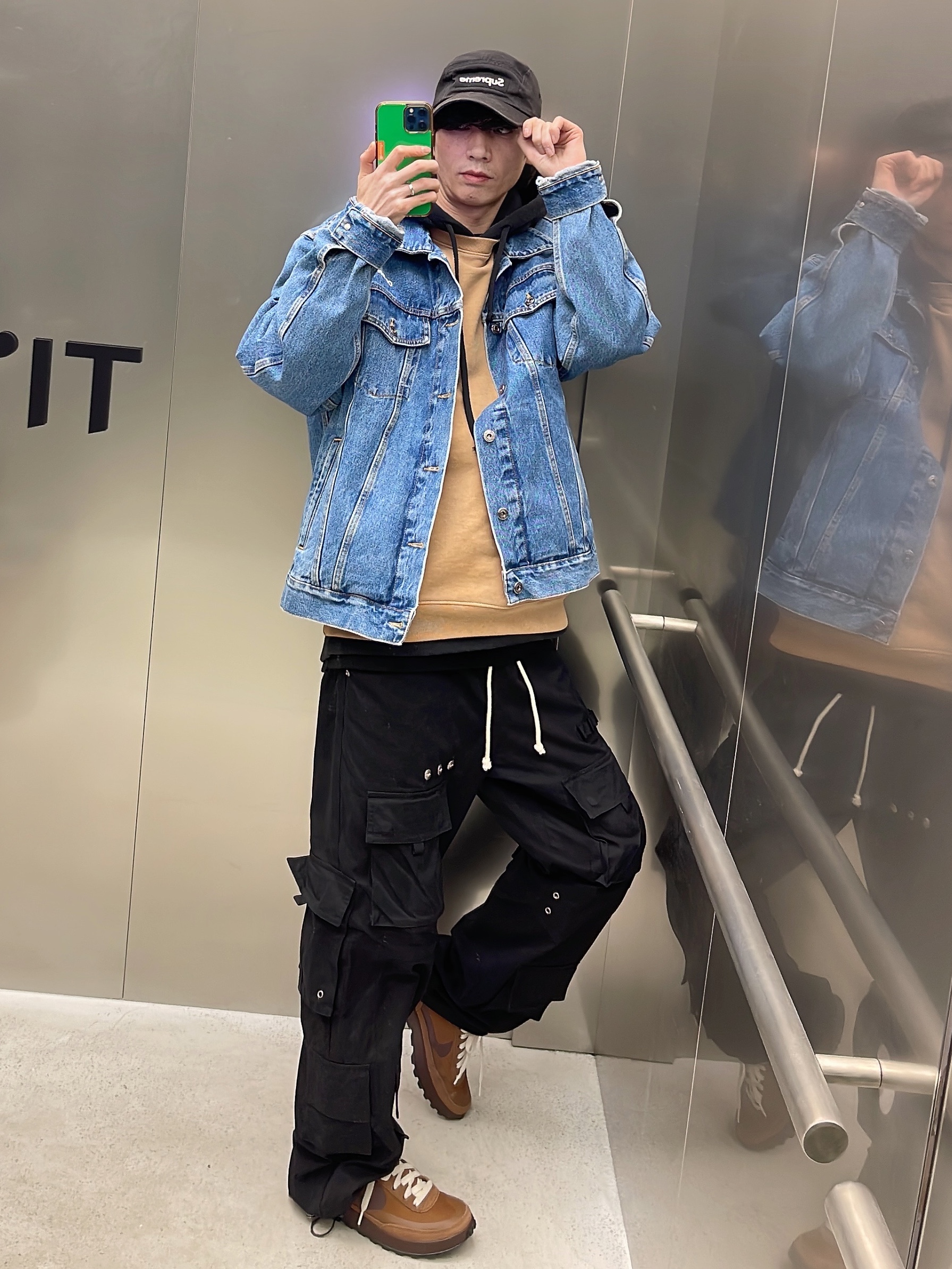Nike x Tom Sachs General Purpose Shoe Brown, Stussy x Our Legacy Drop Shadow Crew Khaki 착용 스타일 - 1