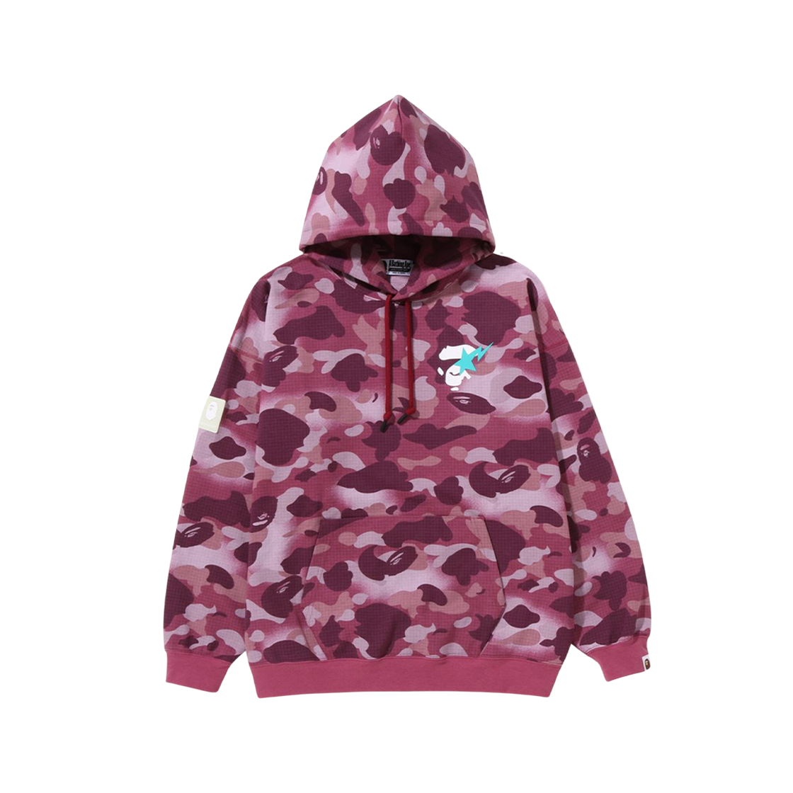 (W) BAPE Grid Camo Oversized Hoodie Bright Rose 상세 이미지 1