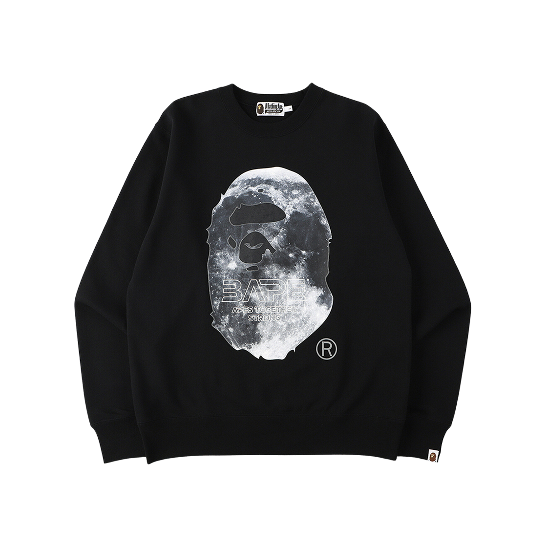 BAPE Ape Head Moon Crewneck Sweatshirt Black 상세 이미지 1