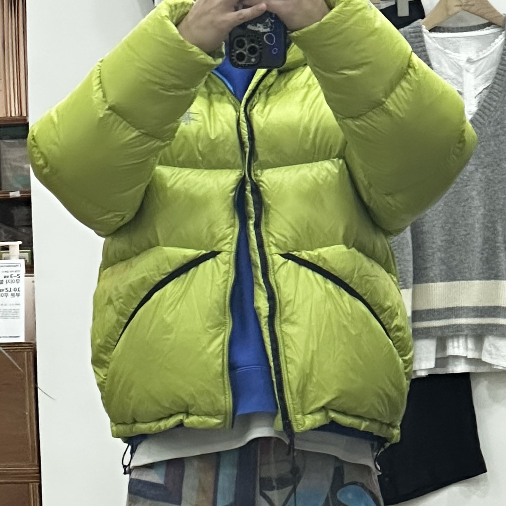 Stussy Down Parka Micro Ripstop Lime, Stussy Down Parka Micro Ripstop Phantom Black 착용 스타일 - 1