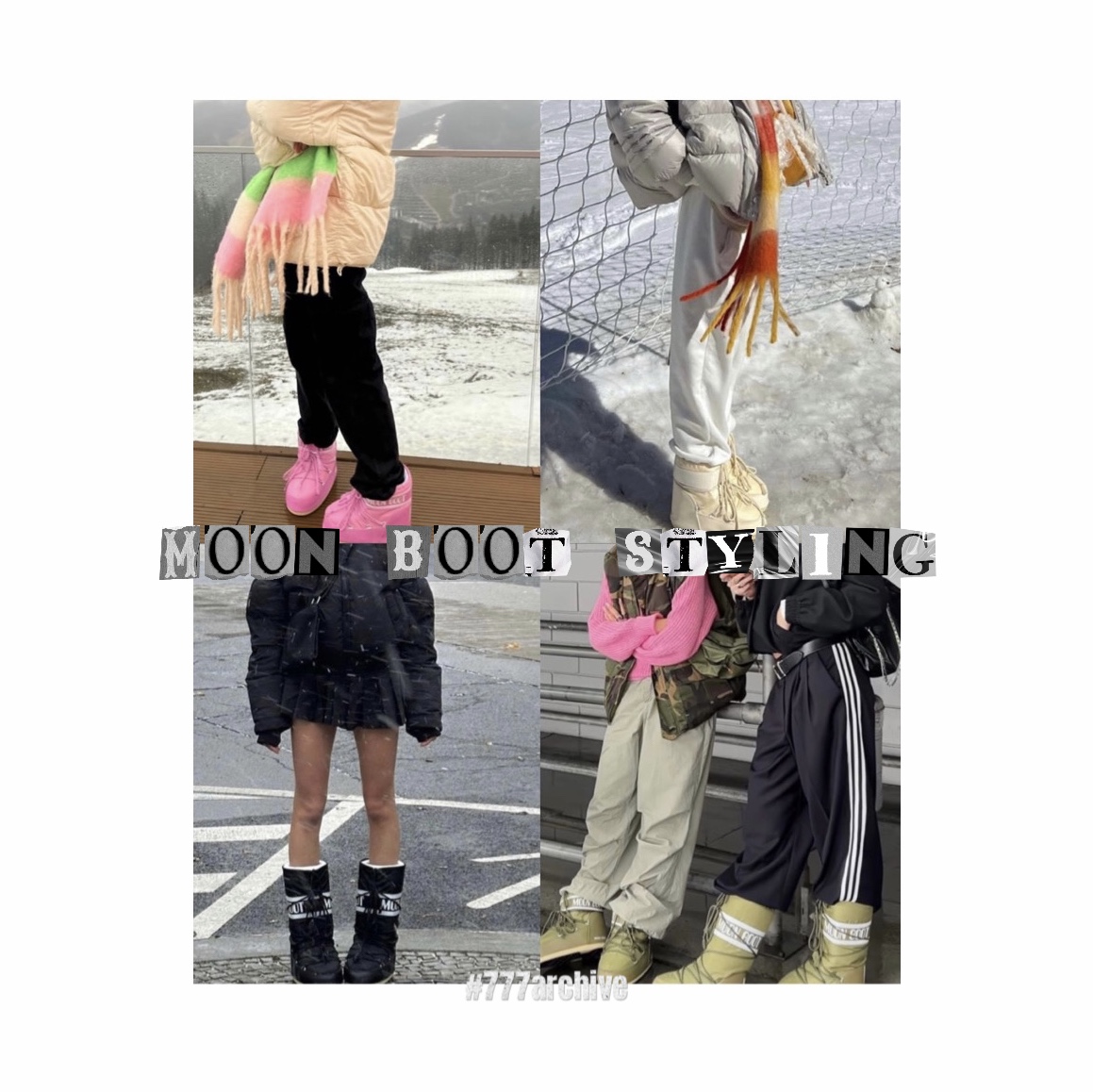 (W) Moon Boot Icon Nylon Boots Black, (W) Moon Boot Icon Low Nylon Boots Cream 착용 스타일 - 1