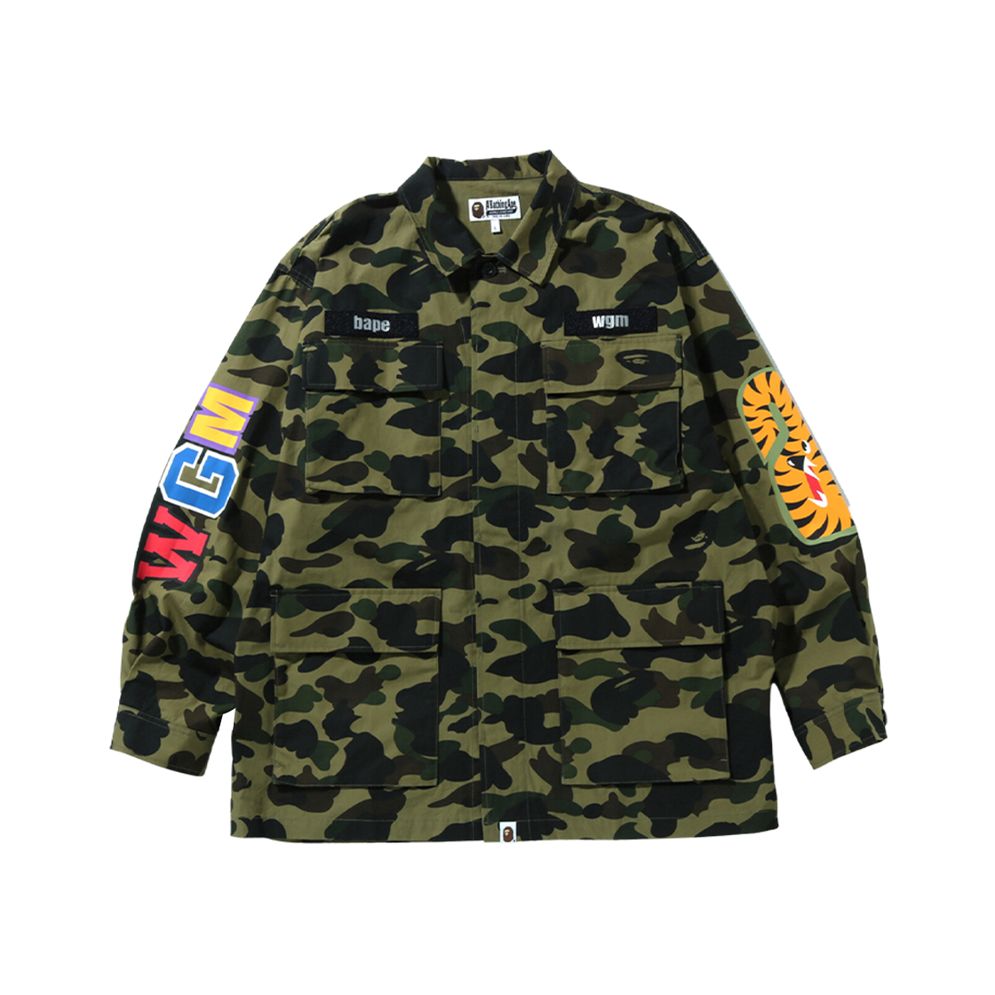 BAPE 1st Camo Shark Relaxed Fit Military Shirt Army Green 상세 이미지 1