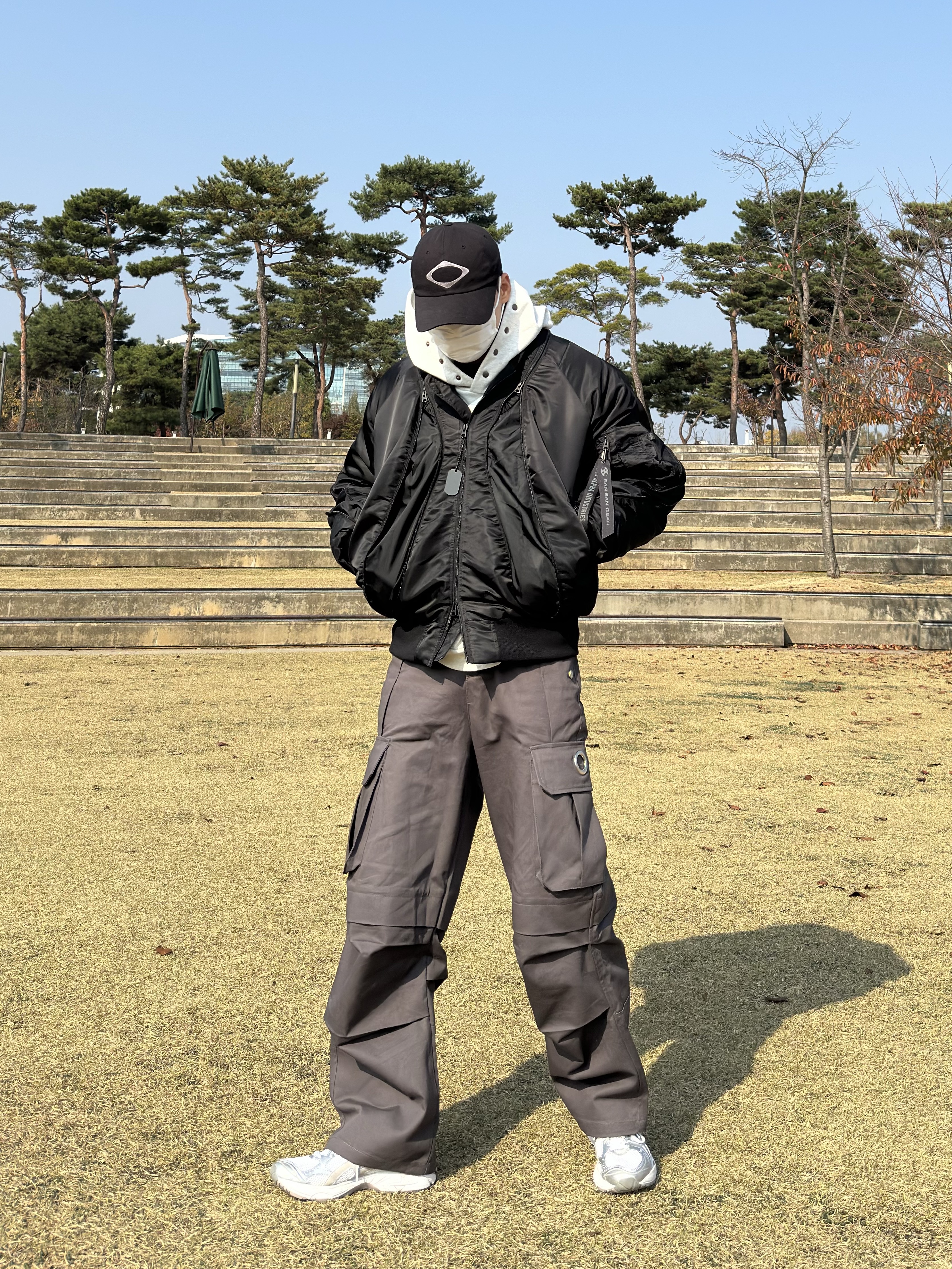 (W) Asics Gel-Kayano 14 White Moonrock, Sansan Gear x Alpha Industries MA-1 Flight Jacket Black - 23FW 착용 스타일 - 2