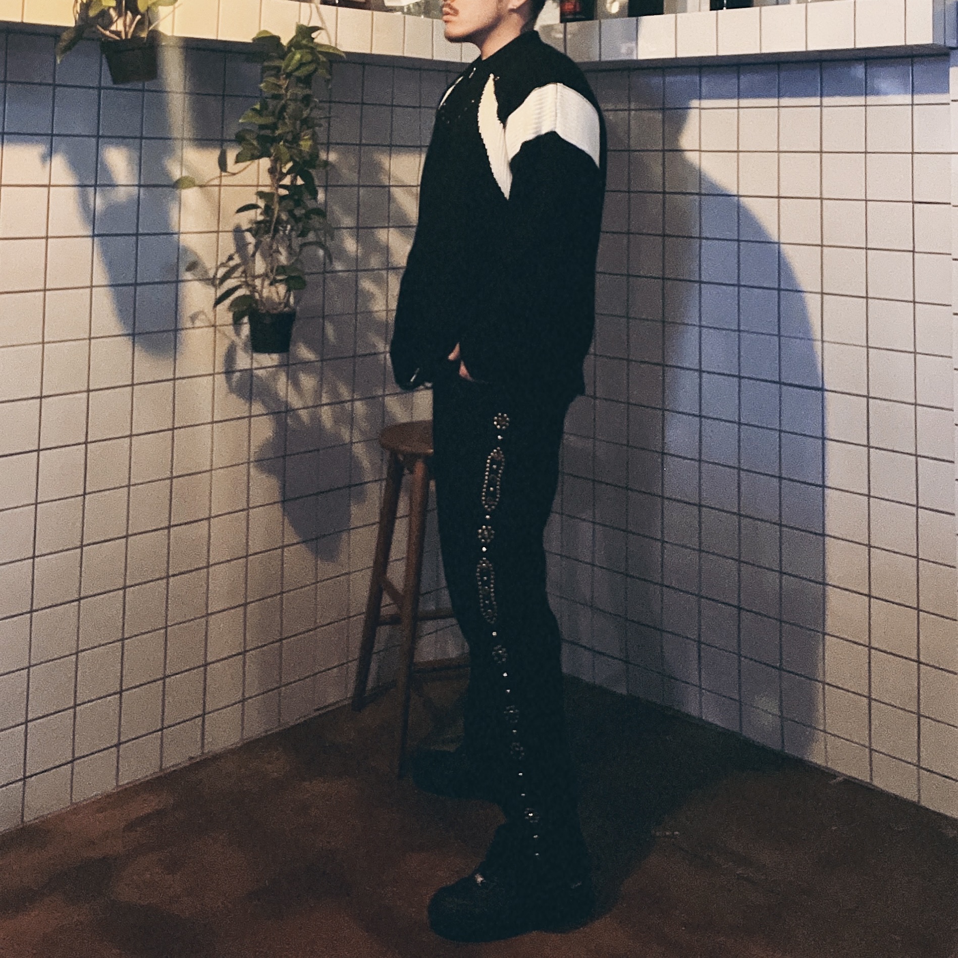 Kapital 14W Heavy Corduroy Napped Lining 5P Monkey Cisco Pants Black 착용 스타일 - 2