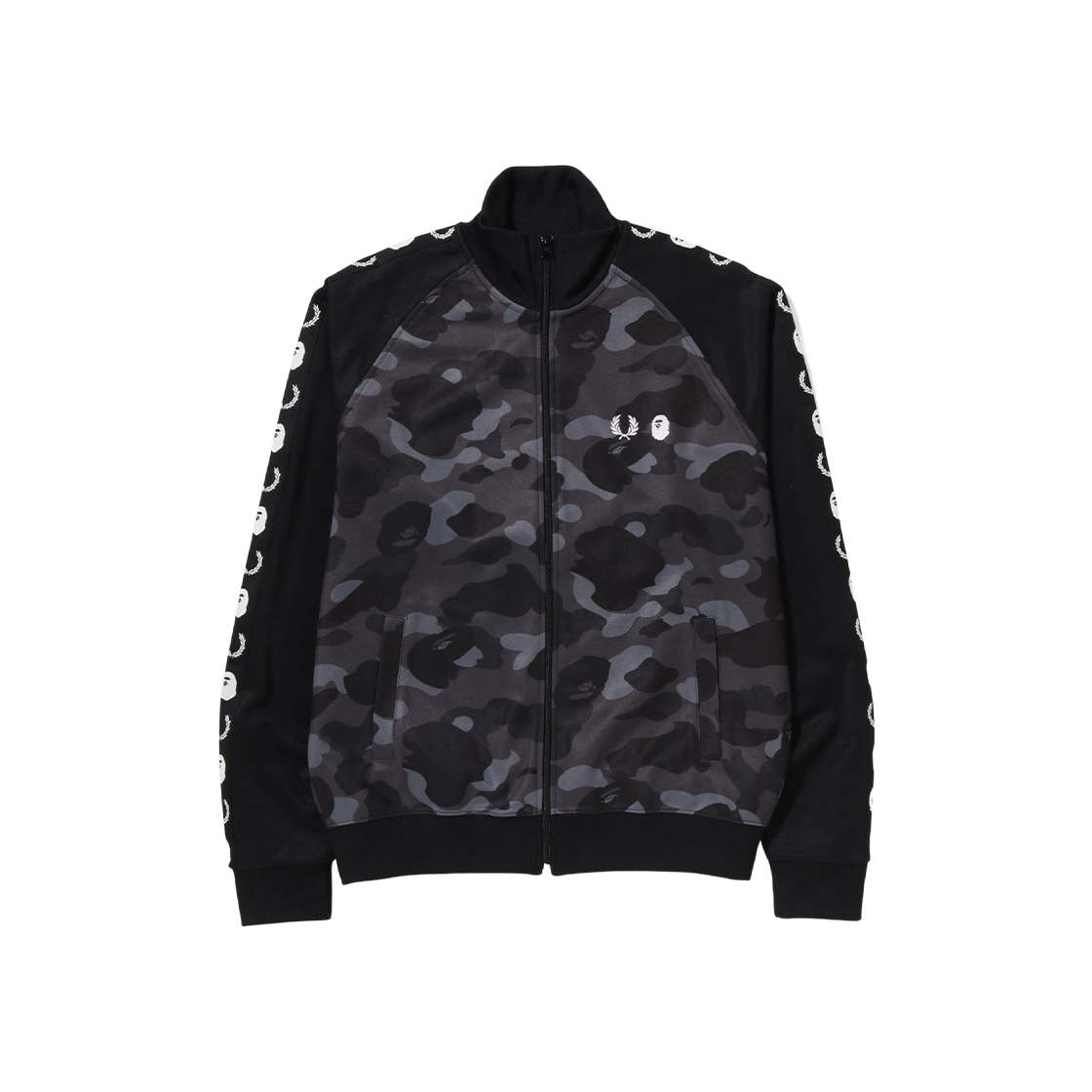 BAPE x Fred Perry Color Camo Track Jacket Black 상세 이미지 1