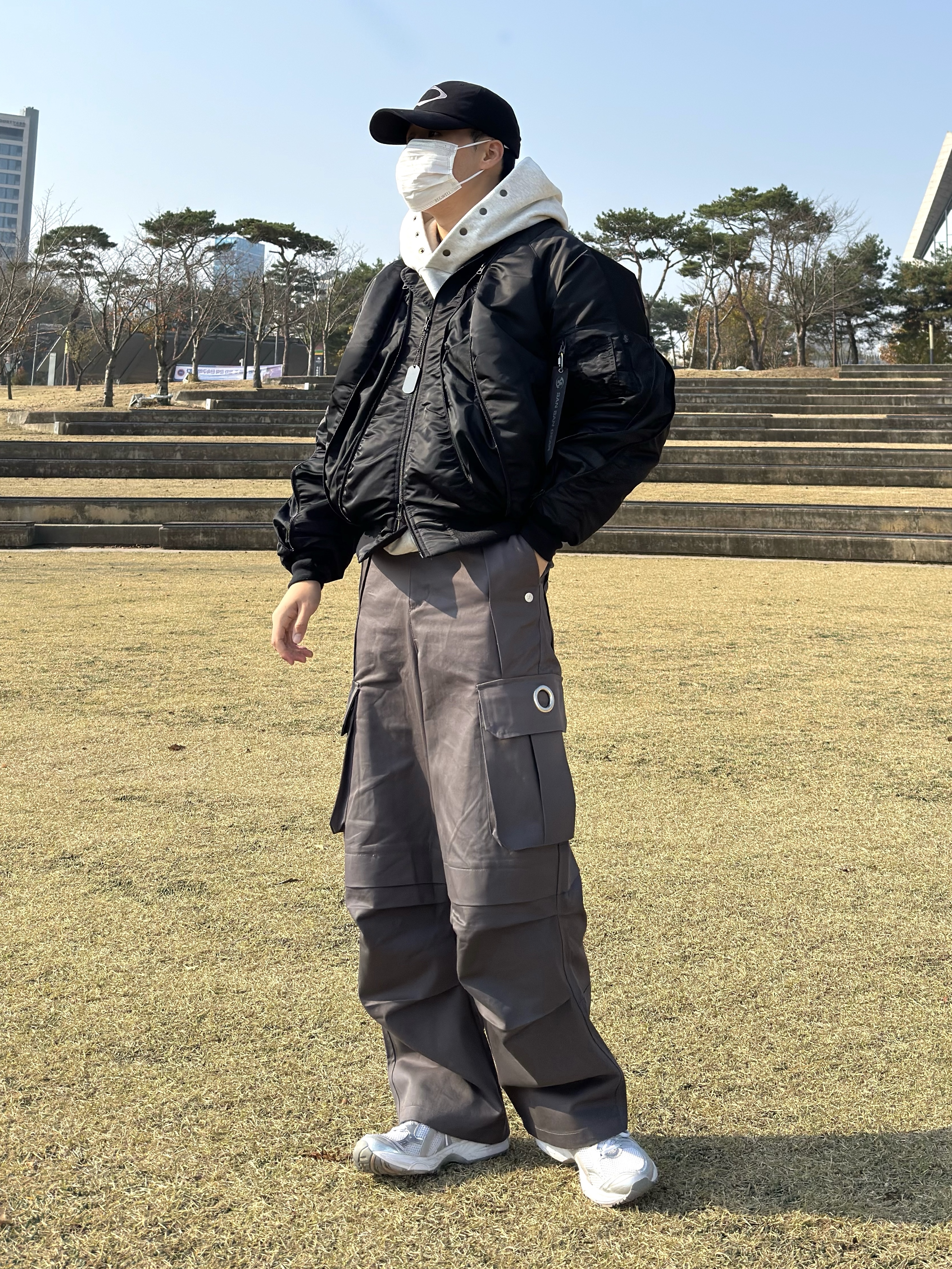 (W) Asics Gel-Kayano 14 White Moonrock, Sansan Gear x Alpha Industries MA-1 Flight Jacket Black - 23FW 착용 스타일 - 1