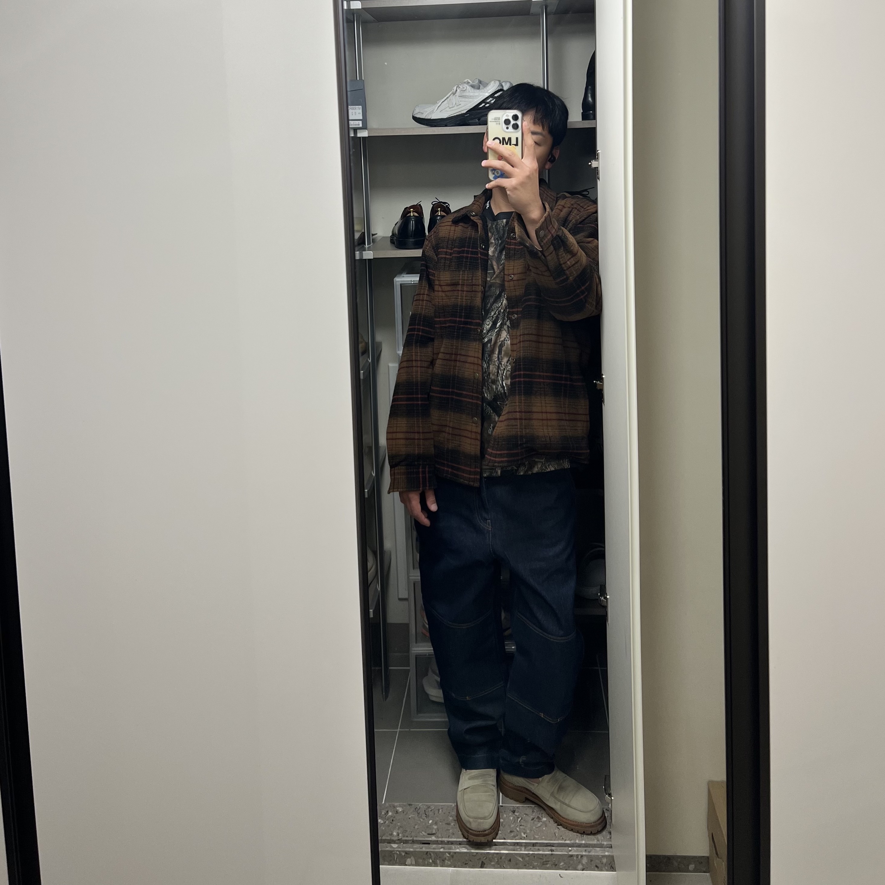 Supreme Lined Flannel Snap Shirt Black - 23FW, Supreme x Dickies Jersey Olive - 23FW 착용 스타일