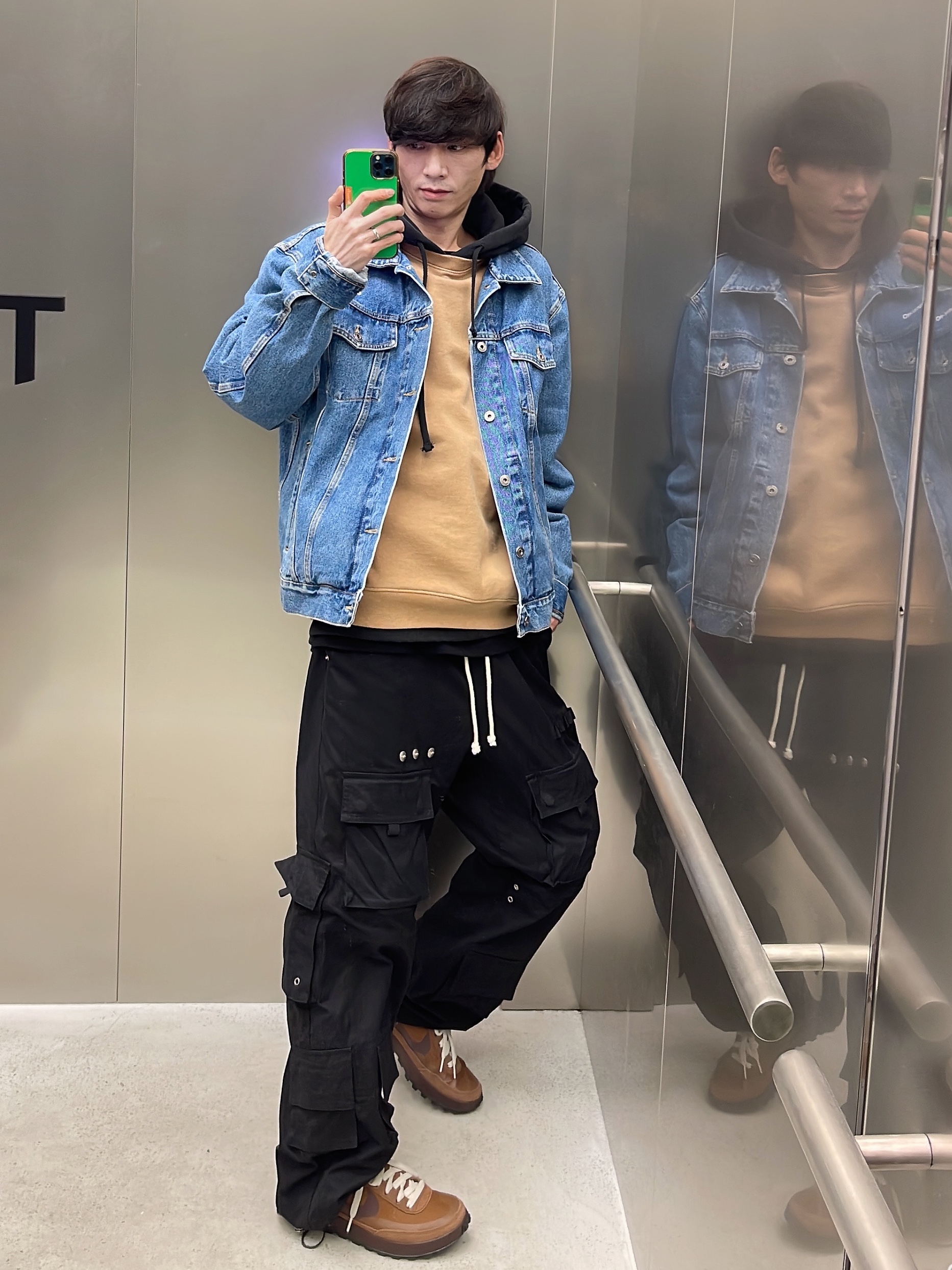 Nike x Tom Sachs General Purpose Shoe Brown, Stussy x Our Legacy Drop Shadow Crew Khaki 착용 스타일 - 4