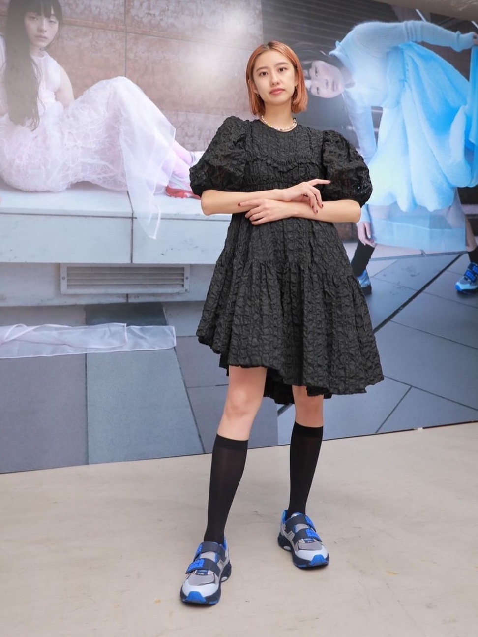 Asics x Cecilie Bahnsen GT-2160 Pure Silver Midnight 착용 스타일 - 2