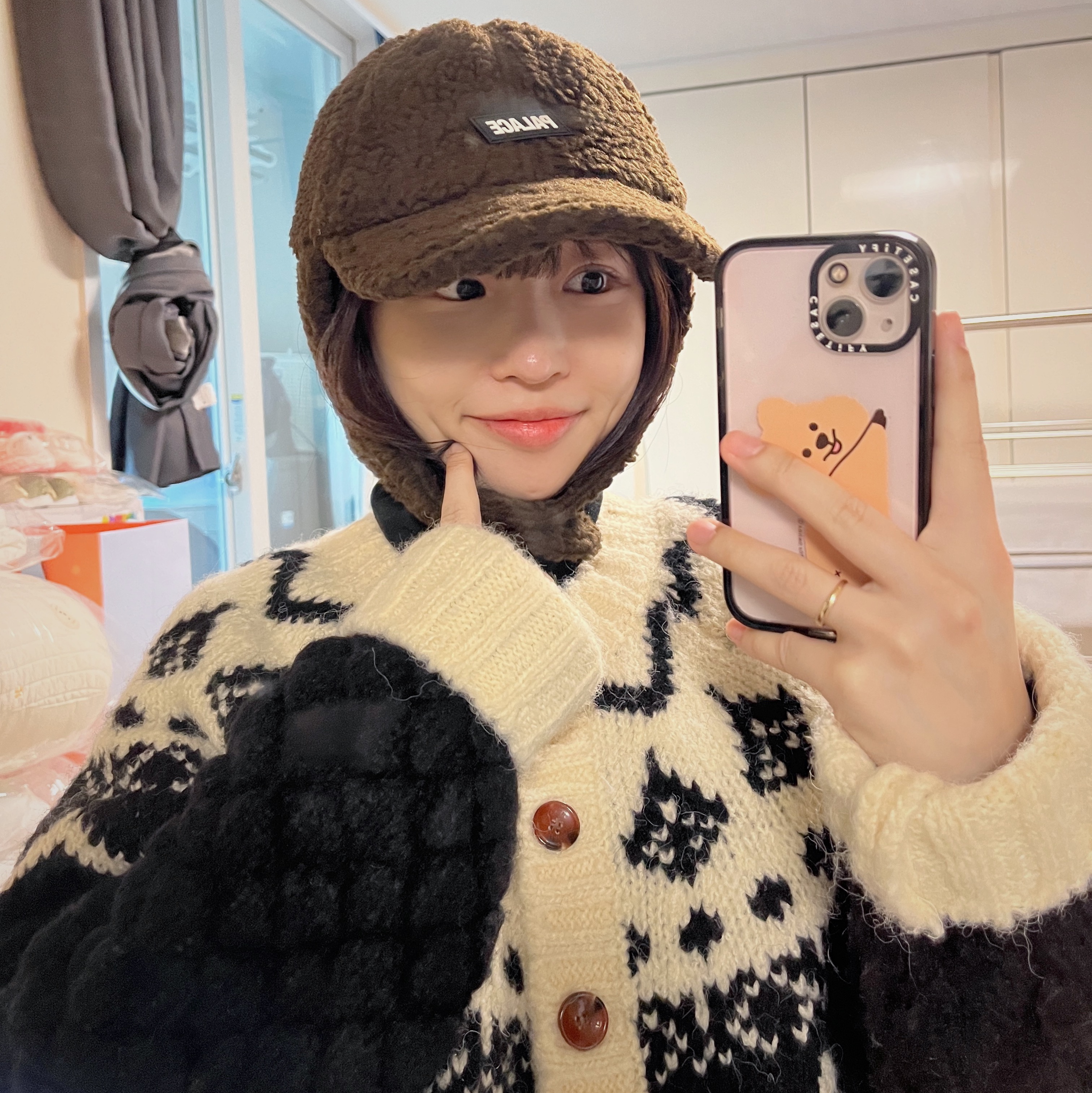 Palace Warmdome Earflap 6-Panel Brown - 22FW 착용 스타일