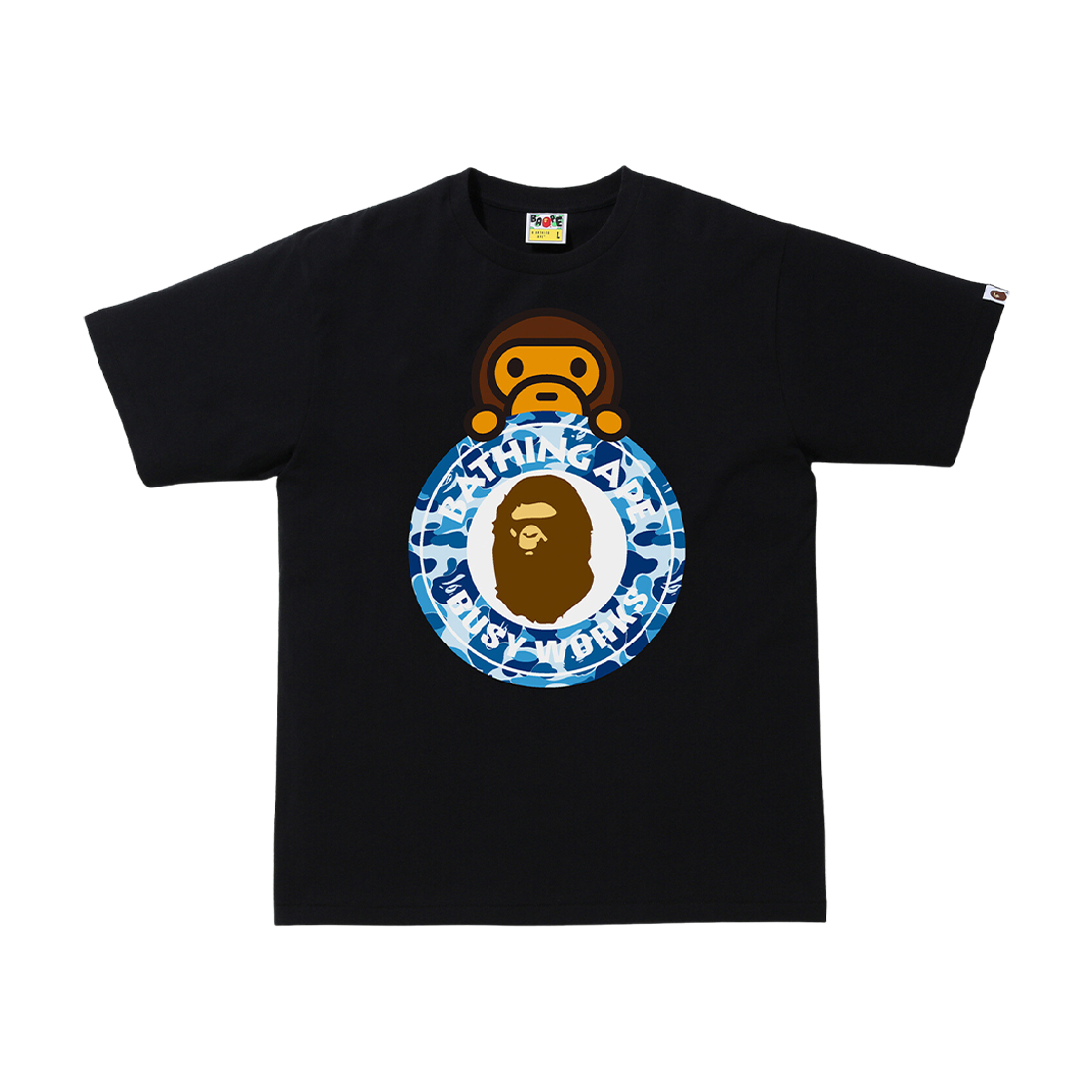 BAPE ABC Camo Milo On Busy Work T-Shirt Black 상세 이미지 1