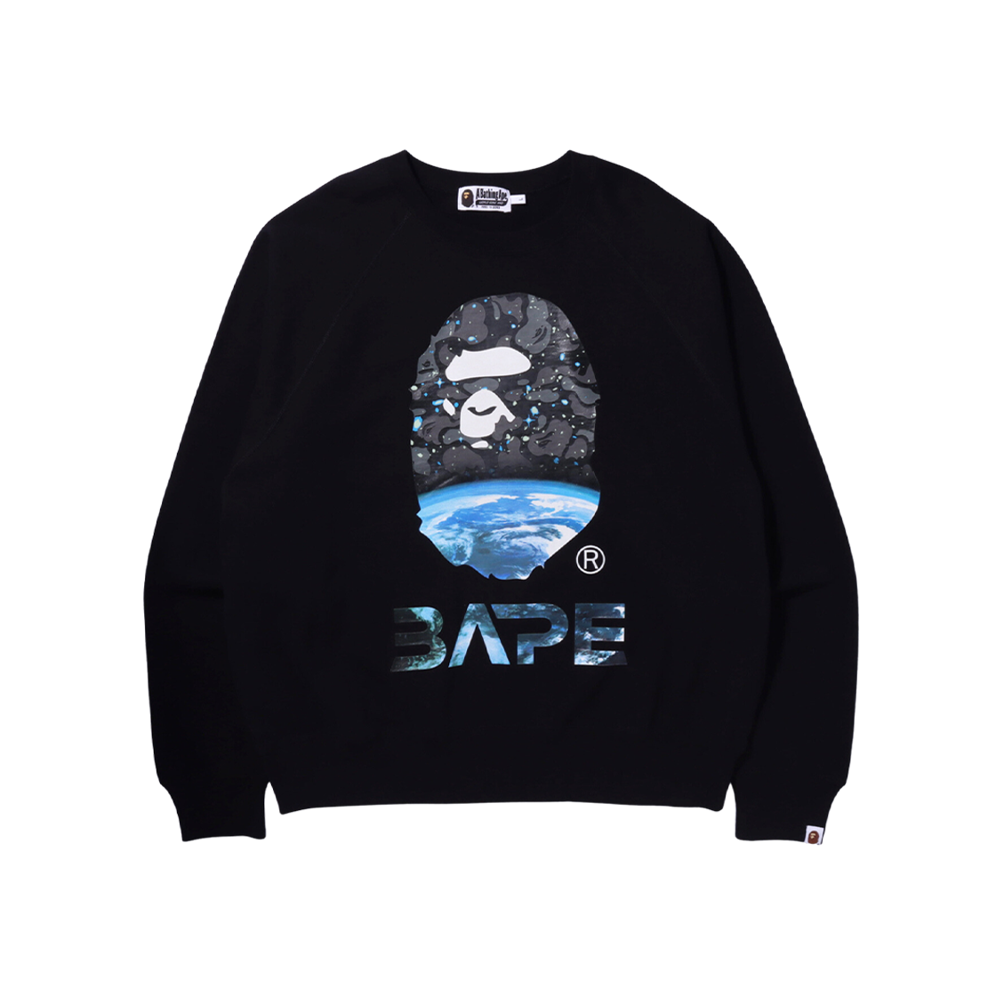 BAPE Space Camo Ape Head Loose Fit Crewneck Sweatshirt Black 상세 이미지 1