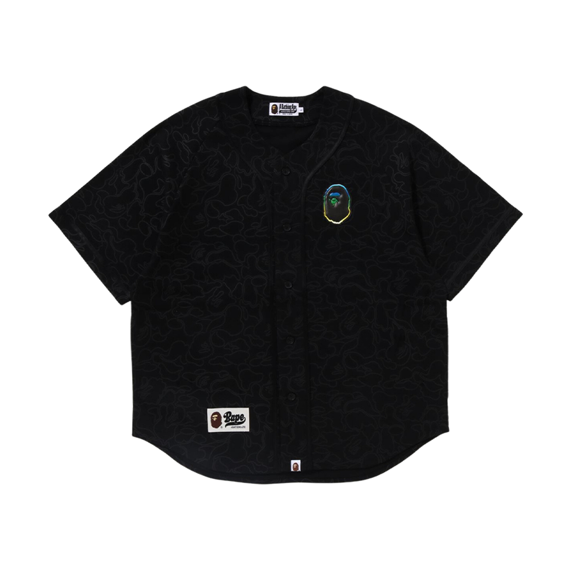 BAPE Line Camo S/S Baseball Shirt Black 상세 이미지 1