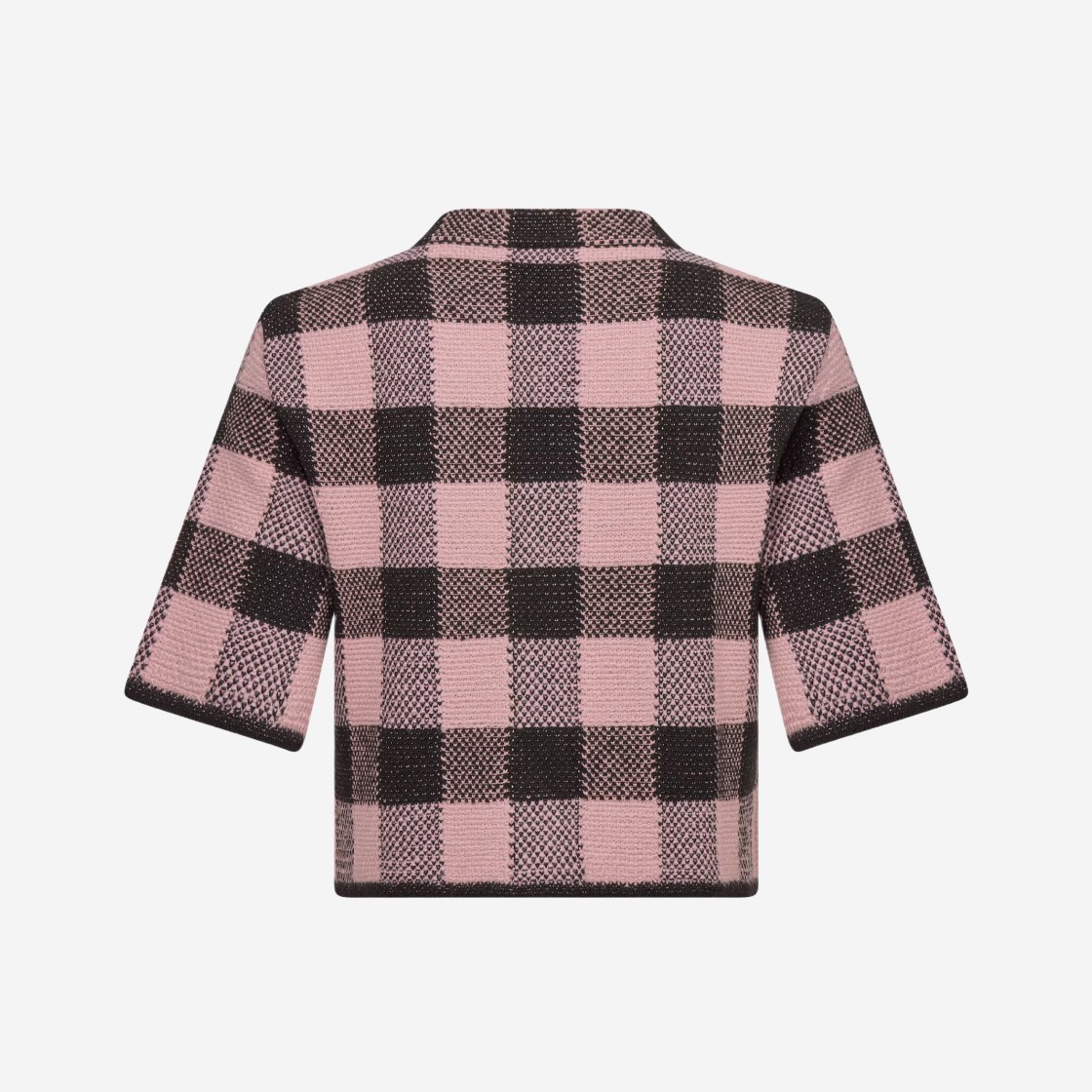 (W) Dior Cropped Jacket Check'n'Dior Wool Alpaca and Cotton Blend Knit Pink Black 상세 이미지 2