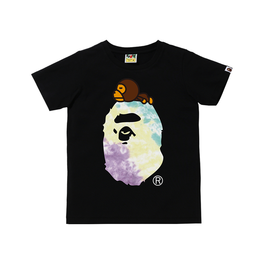 (W) BAPE Tie-Dye Milo On Big Ape T-Shirt Black 상세 이미지 1