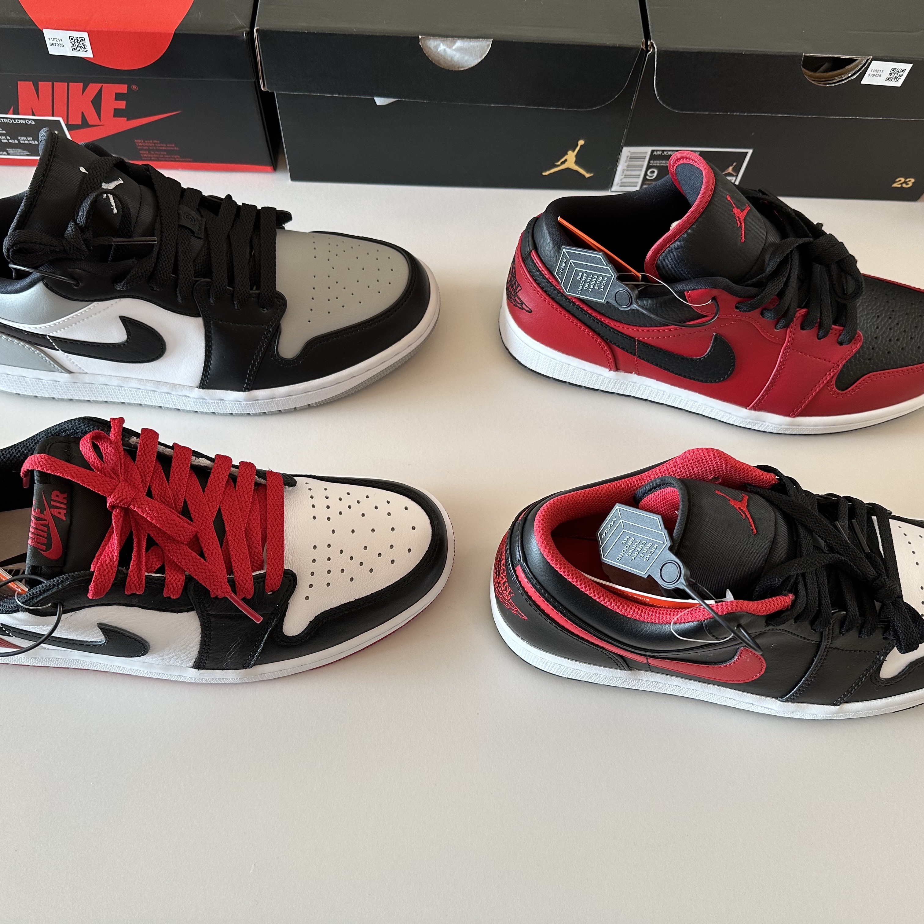 Jordan 1 Low Black Fire Red 착용 스타일 - 4