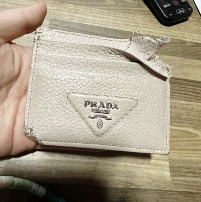 Prada Leather Card Holder Water Lily 착용 스타일