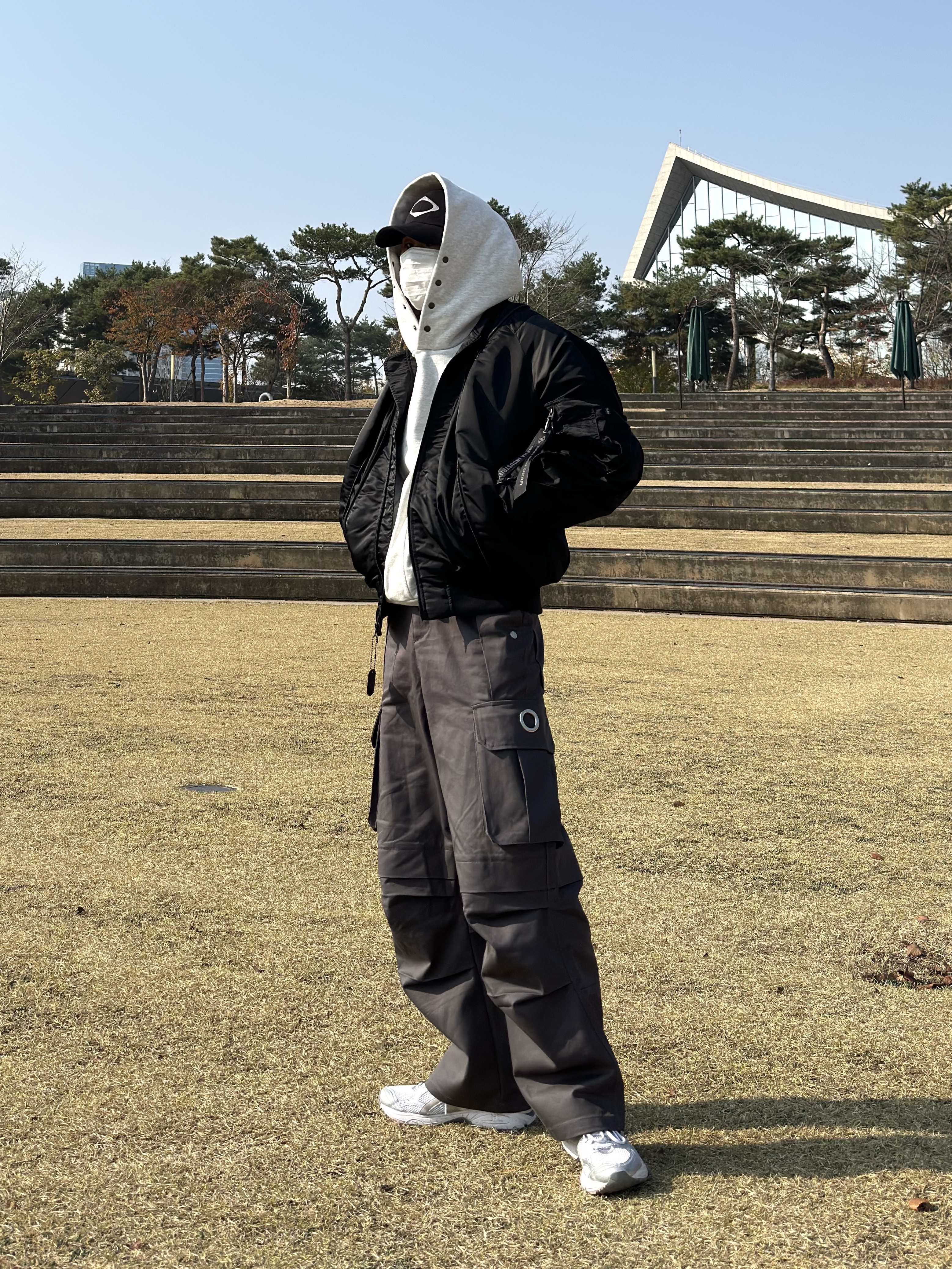 (W) Asics Gel-Kayano 14 White Moonrock, Sansan Gear x Alpha Industries MA-1 Flight Jacket Black - 23FW 착용 스타일 - 3
