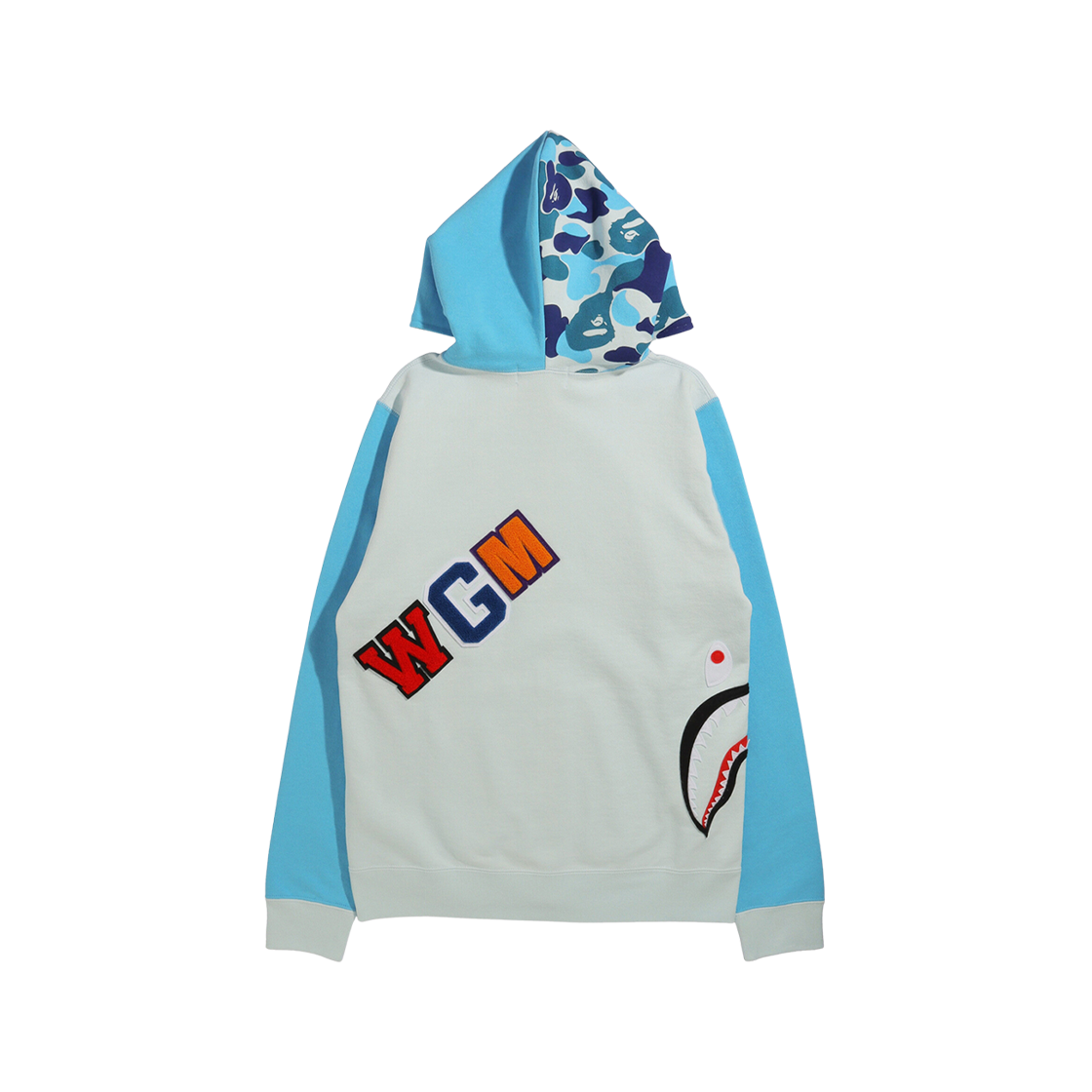 (W) BAPE Big ABC Camo Multi Shark Full Zip Hoodie Blue 상세 이미지 3