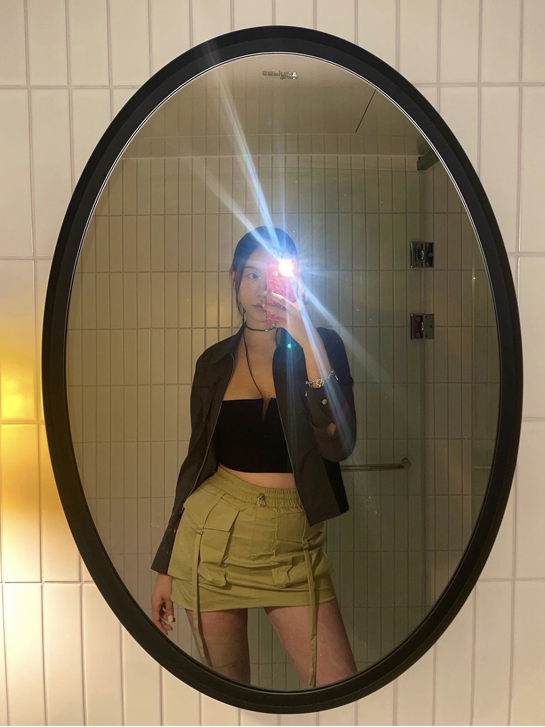 KYO Women Swallow Cargo Mini Skirt Olive, KYO Women Swallow Cargo Mini Skirt Red 착용 스타일