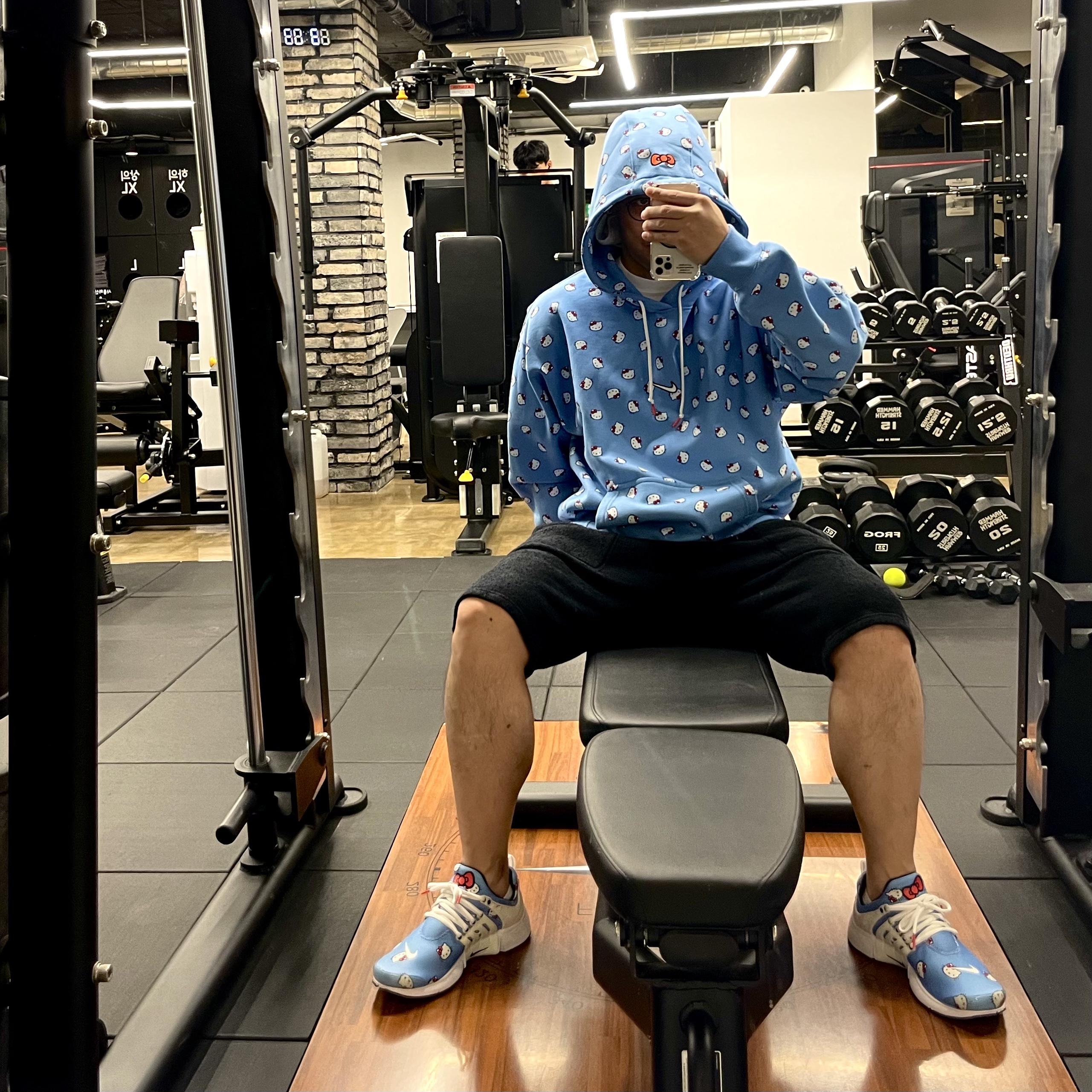 Nike x Hello Kitty NRG Fleece Hoodie Blue - Asia, Nike x Hello Kitty Air Presto University Blue 착용 스타일