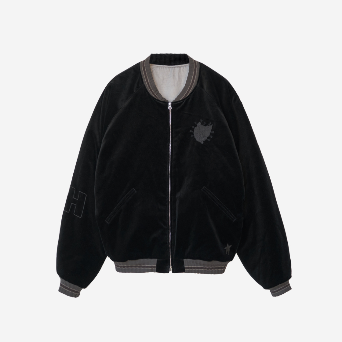 폴리테루 행크 벨벳 수베니어 자켓 블랙(Polyteru HANK Velvet Souvenir Jacket Black)