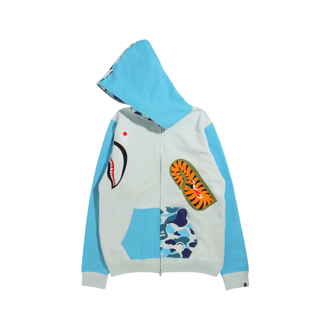 (W) BAPE Big ABC Camo Multi Shark Full Zip Hoodie Blue 상세 이미지 2