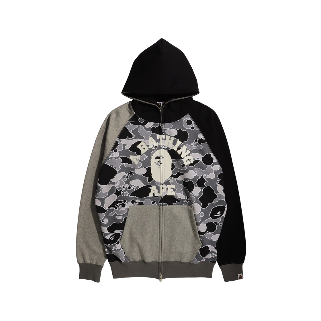 (W) BAPE Sta Camo Raglan Oversized Zip Hoodie Black 상세 이미지 1