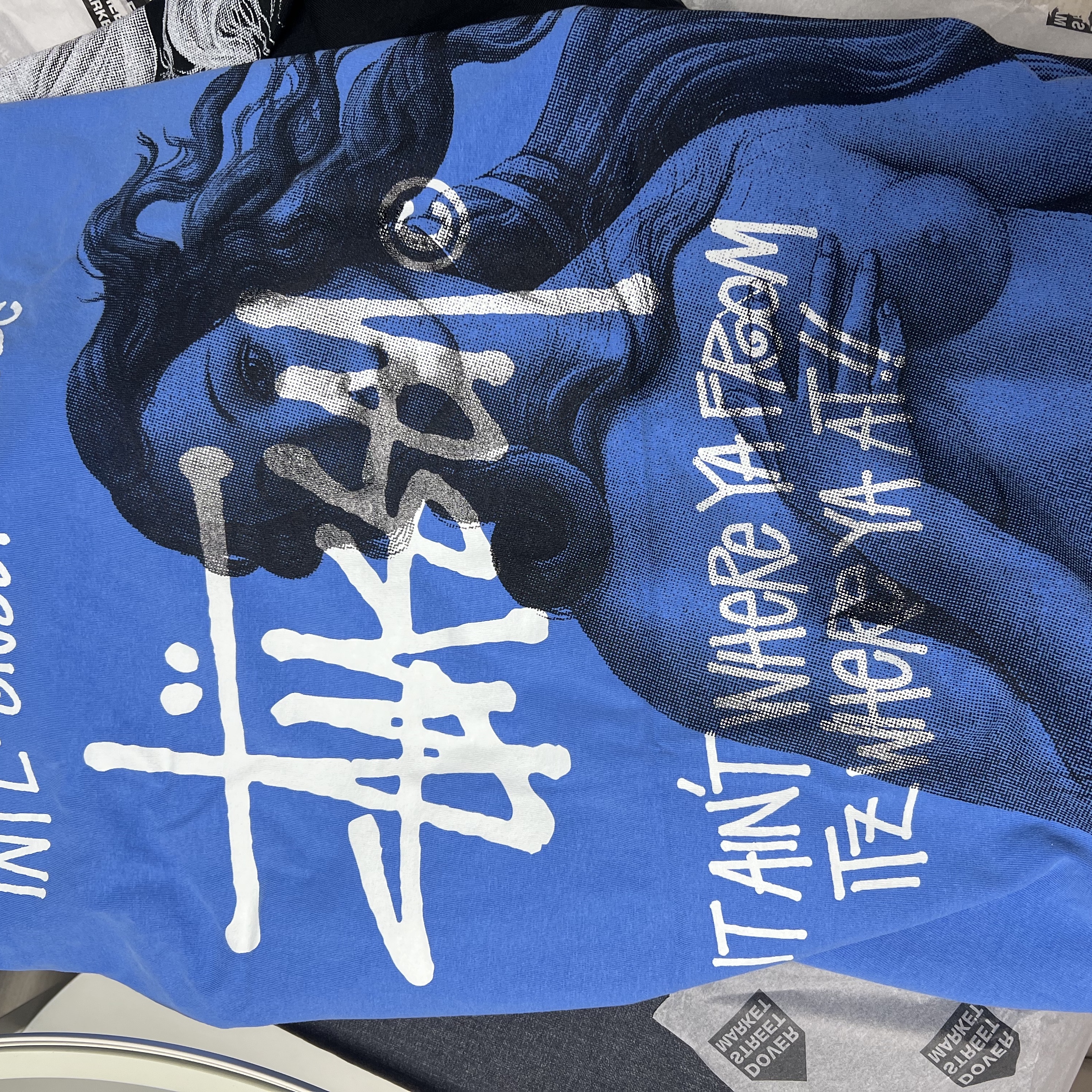 Stussy Ist Venus Pigment Dyed T-Shirt Blue 착용 스타일
