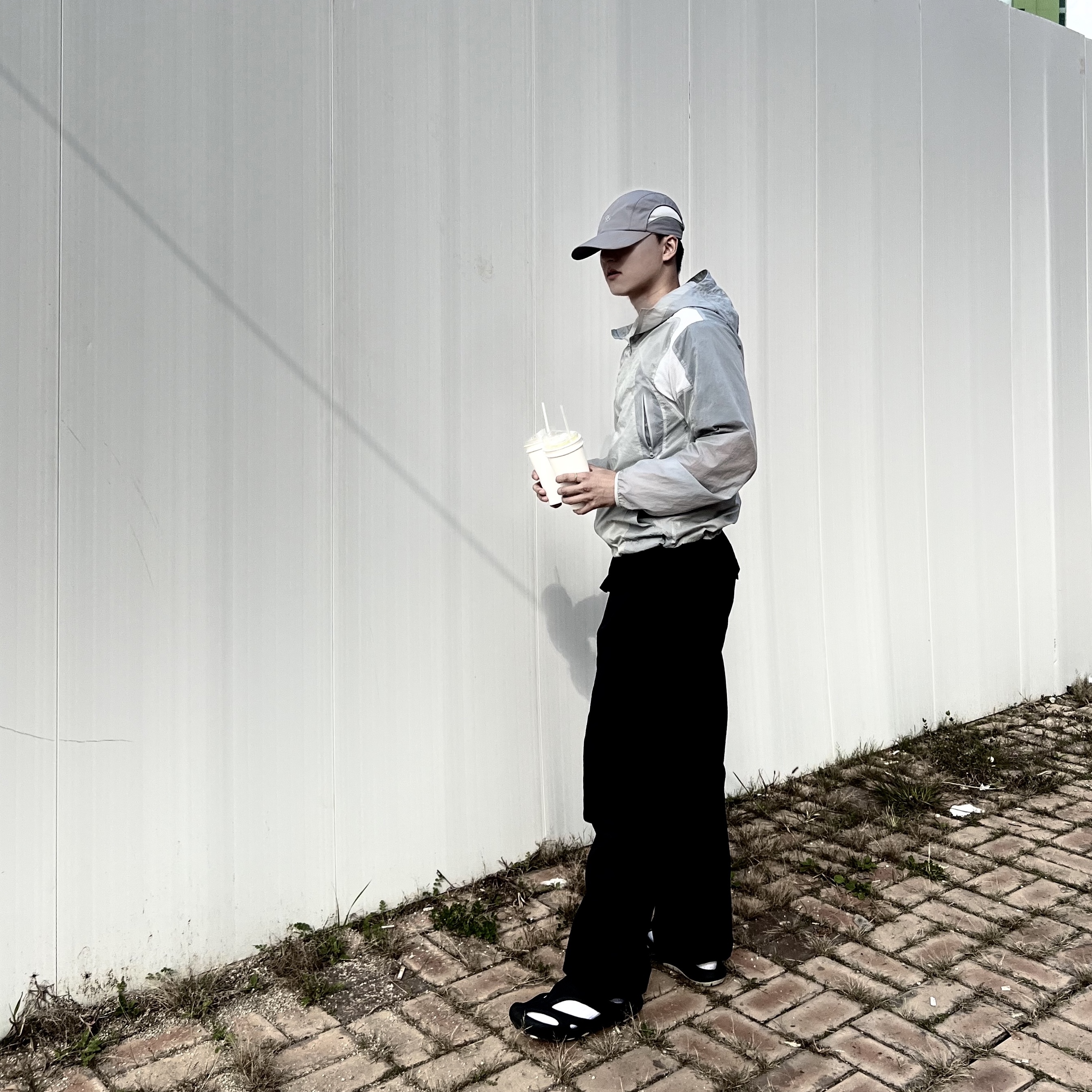 Sansan Gear Sprinter Jacket Light Blue - 23SS, Sansan Gear Nylon Wing Cap Grey - 22FW 착용 스타일