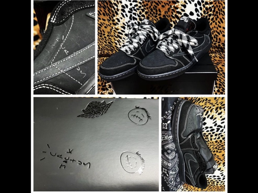 Jordan 1 x Travis Scott Retro Low OG SP Black Phantom 착용 스타일 - 3