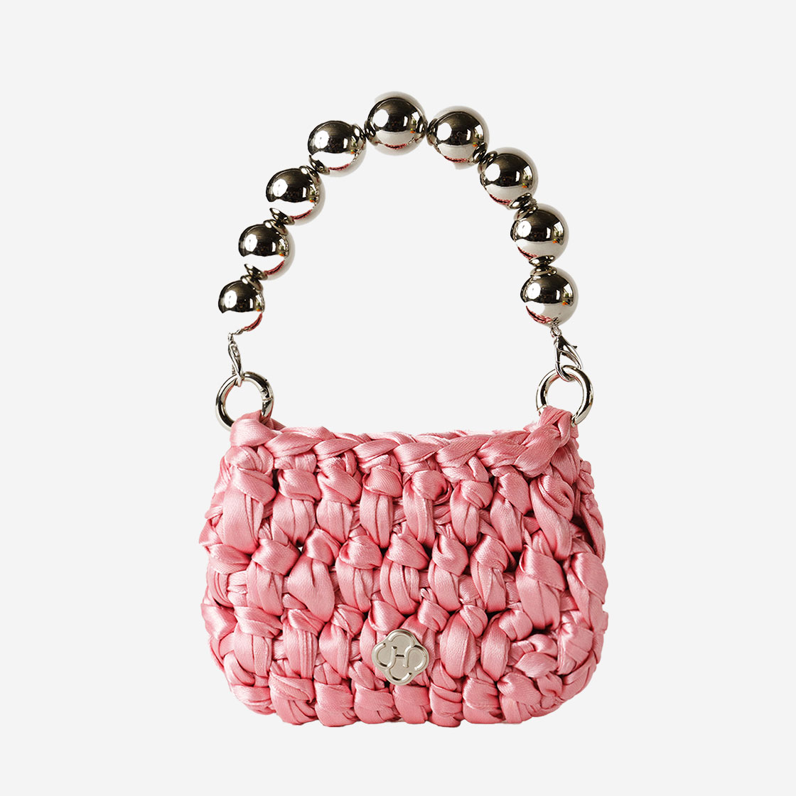 히어리 우먼 라브 사틴 니트 미니 백 핑크(Heeari Women Lav Satin Knit Mini Bag Pink)