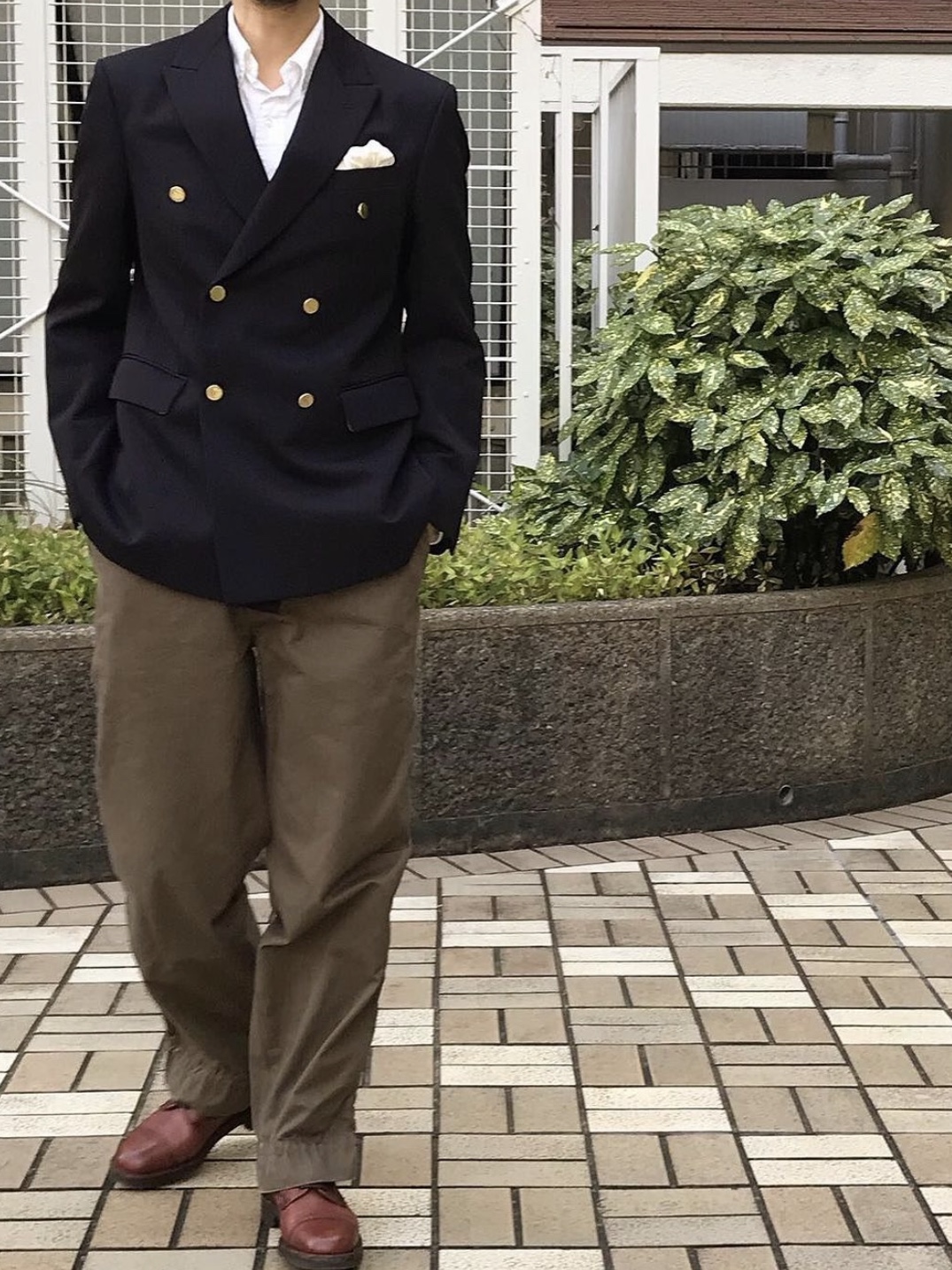 Wooyoungmi Wool Double Jacket Brown, Botter Double Breasted Blazer Black 착용 스타일 - 5