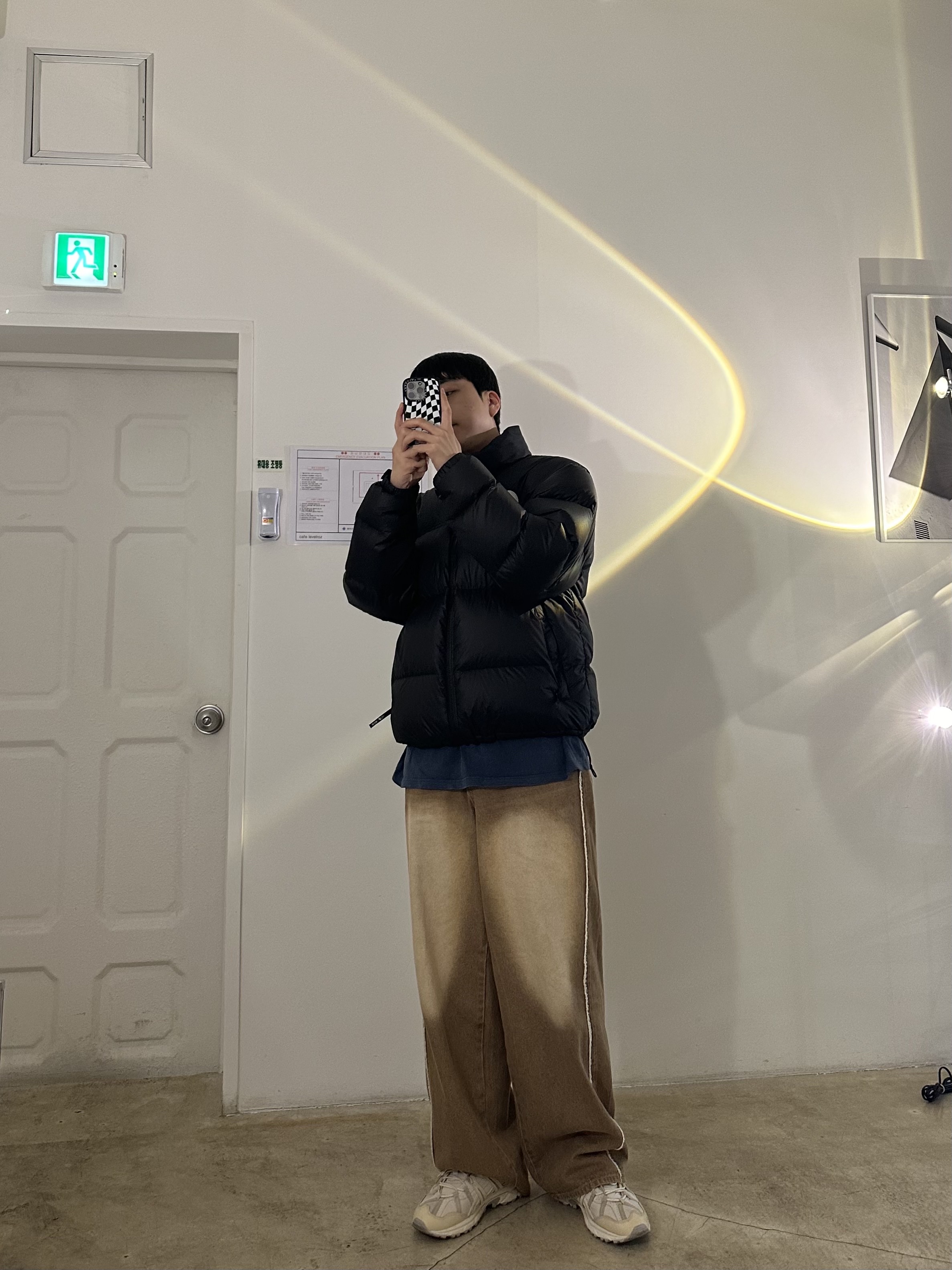 The North Face 1996 Eco Nuptse Jacket Black, Asics Gel-Sonoma 15-50 Cream Oatmeal 착용 스타일 - 2