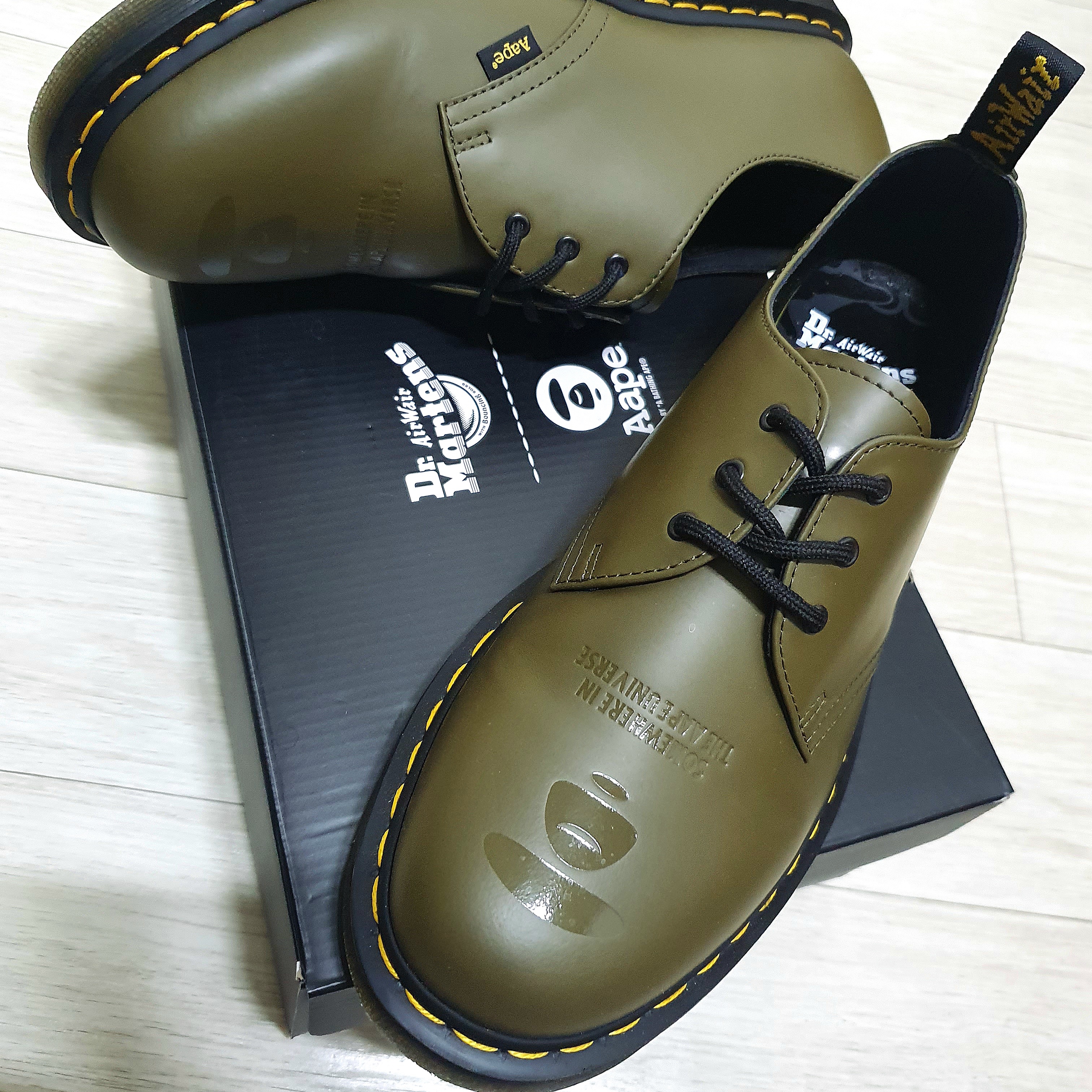 Dr. Martens x AAPE 1461 Smooth DMS Olive 착용 스타일 - 1