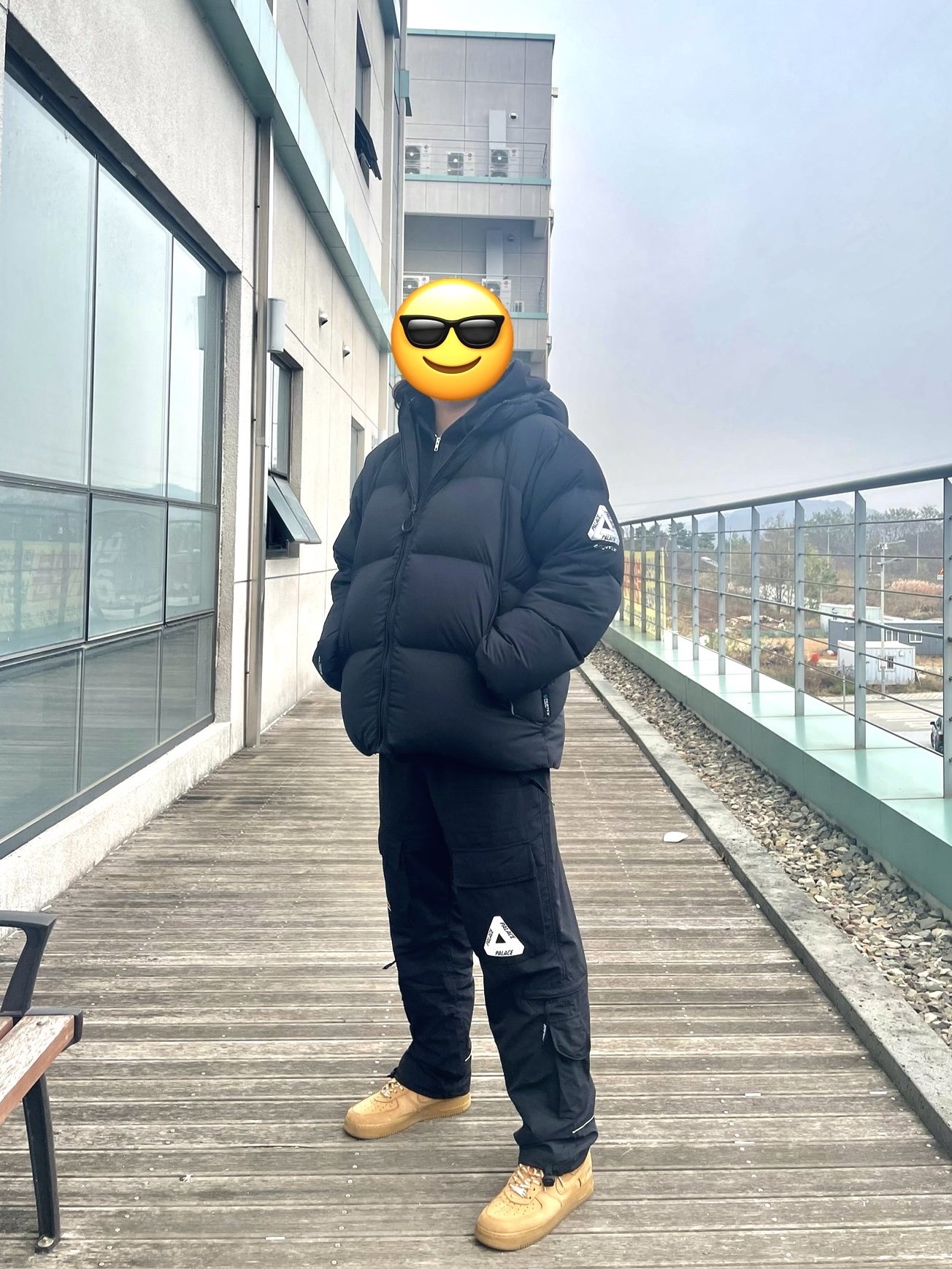 Palace Pertex Matte Balaclava Puffa Black - 23FW, Palace Cordura RS Shell Cargos Black - 22FW 착용 스타일