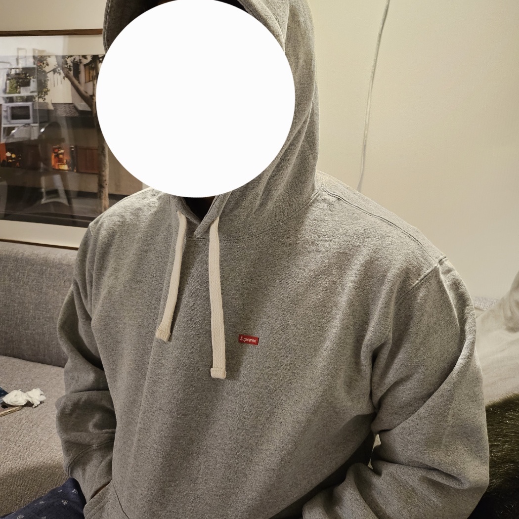 Supreme Small Box Drawcord Hooded Sweatshirt Heather Grey - 23FW 착용 스타일