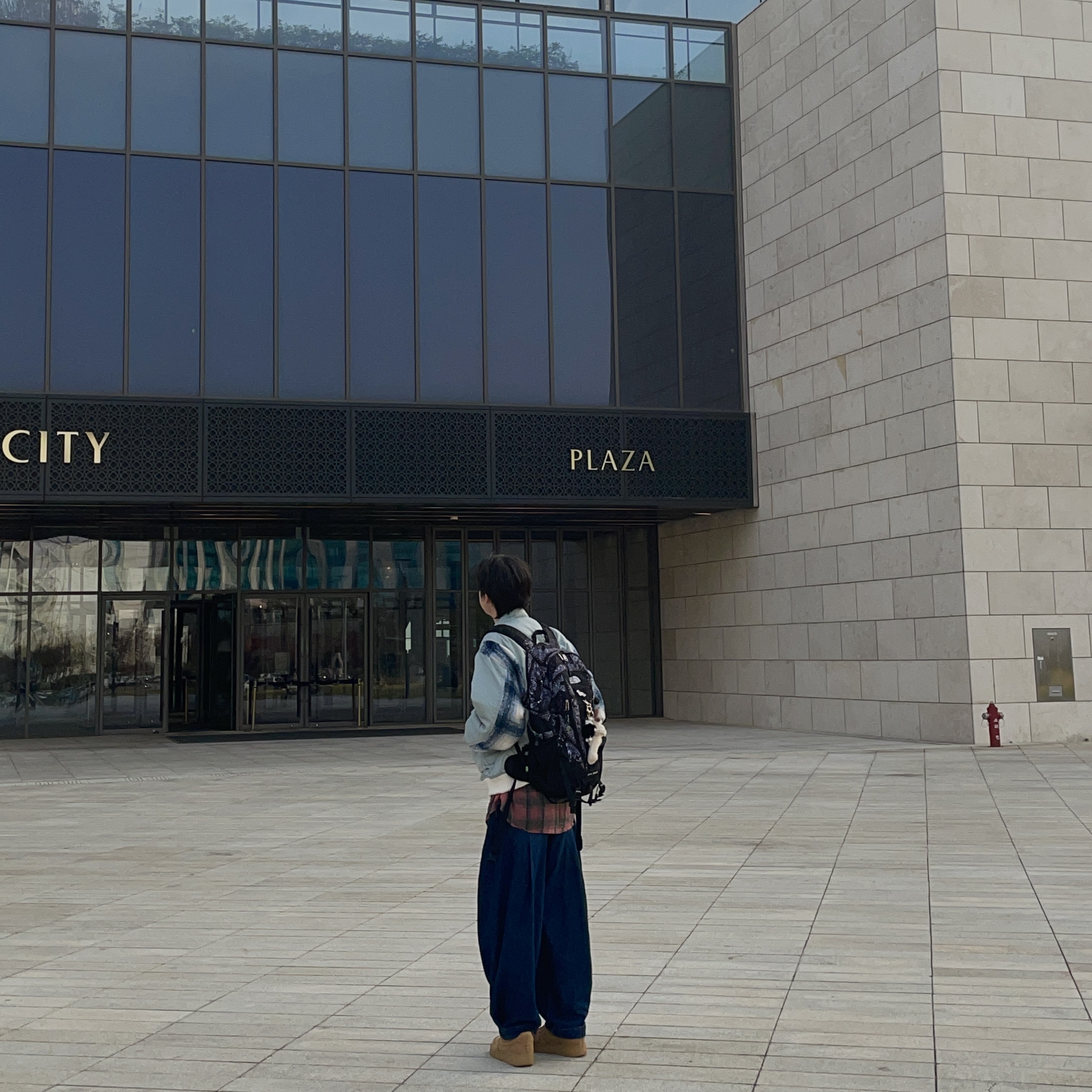 Our Legacy Borrowed Shirt Big Lumbercheck Print, Zara x Ader Error Wide Leg Jeans Blue 착용 스타일 - 2