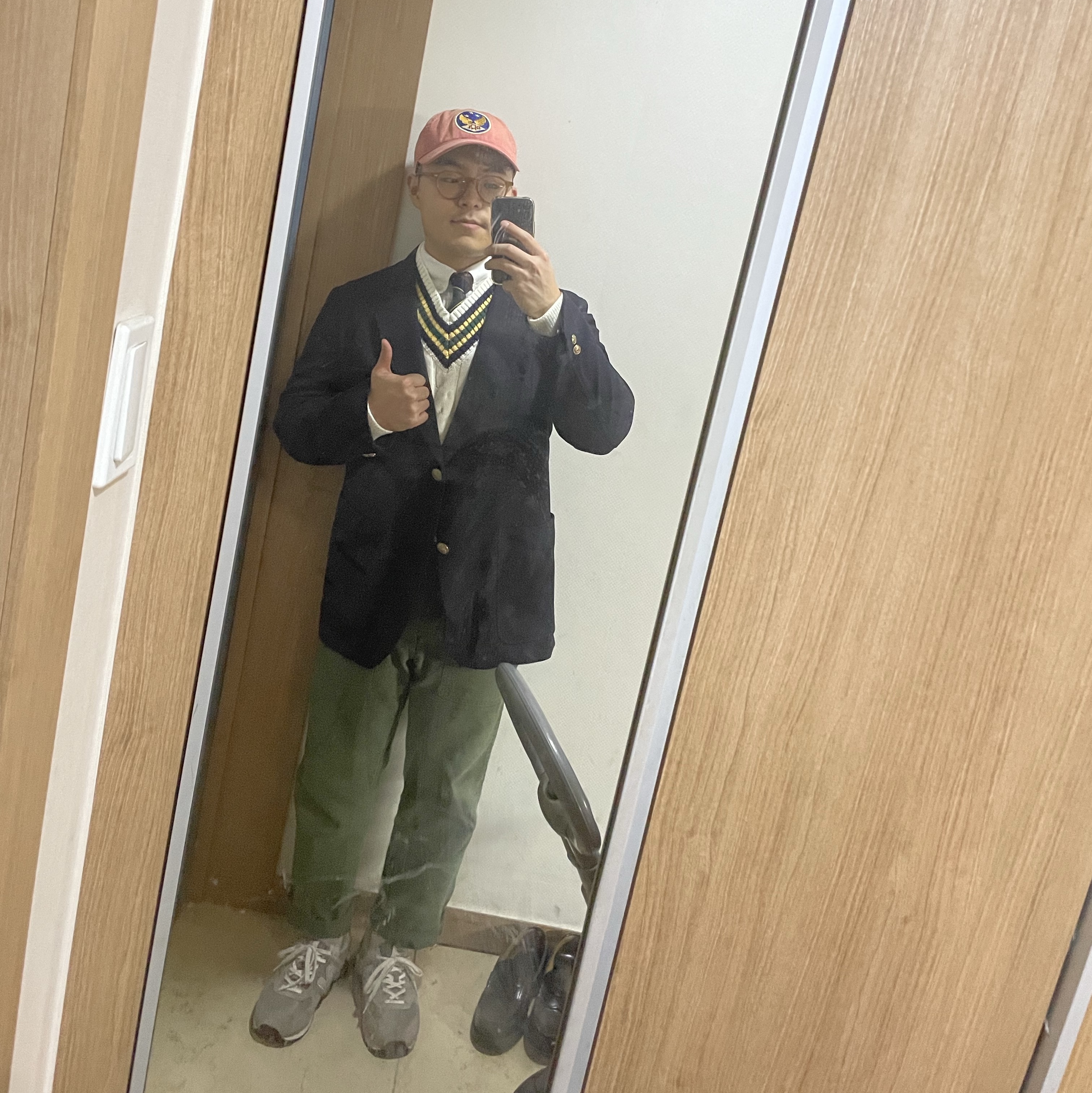 Double RL Garment Dyeing Twill Ball Cap Red, Orslow 5032 US Army Fatigue Pants Green 착용 스타일 - 4