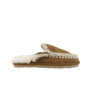 (W) Mou Full Eskimo Stitch Suede Slipper Cognac