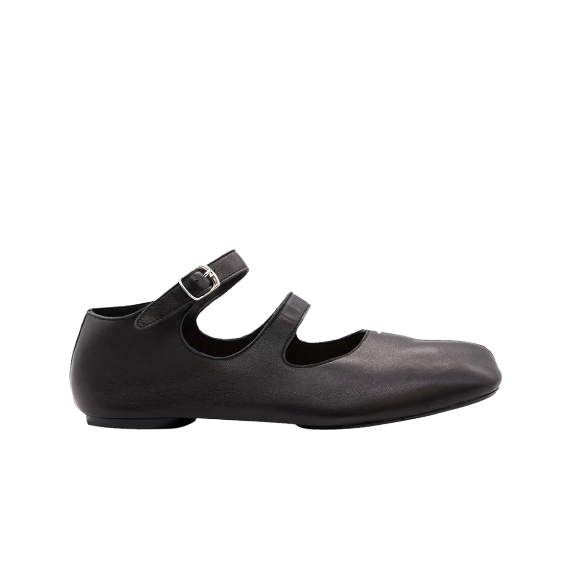 (W) 메종 마르지엘라 타비 발레리나 더블 스트랩 플랫 블랙((W) Maison Margiela Tabi Ballerina Double Strap Flats Black)