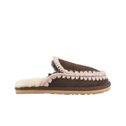 (W) Mou Full Eskimo Stitch Suede Slipper Mocha