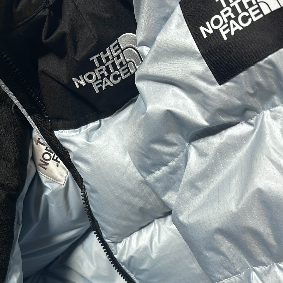 The North Face White Label Novelty Nuptse Down Jacket Sky Blue 착용 스타일 - 1
