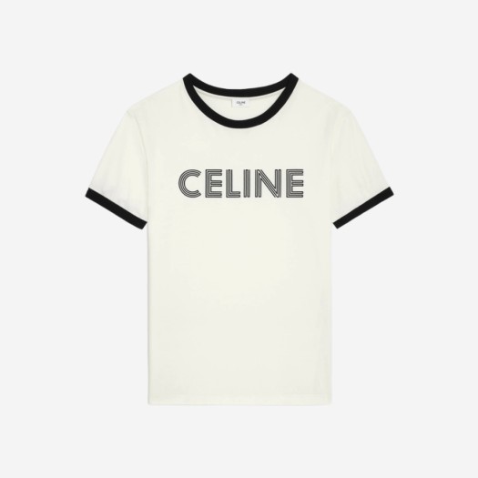 셀린느 코튼 저지 레귤러 티셔츠 더티 화이트 블랙