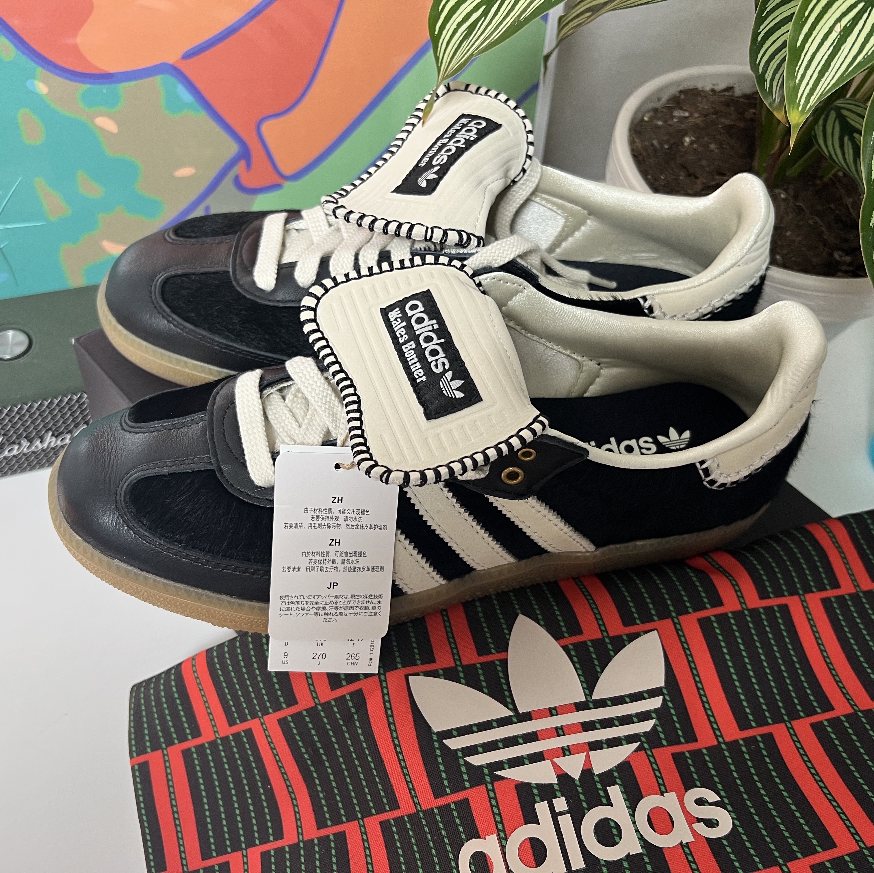 Adidas x Wales Bonner Pony Tonal Samba Core Black Cream White 착용 스타일 - 1